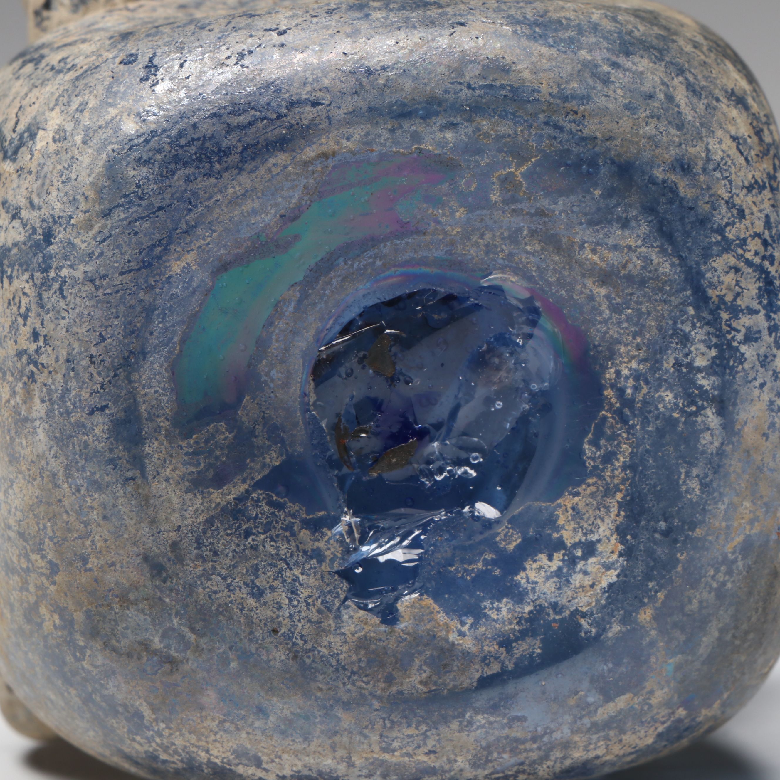 Ancient Roman Blue Glass Unguentarium Bottle
