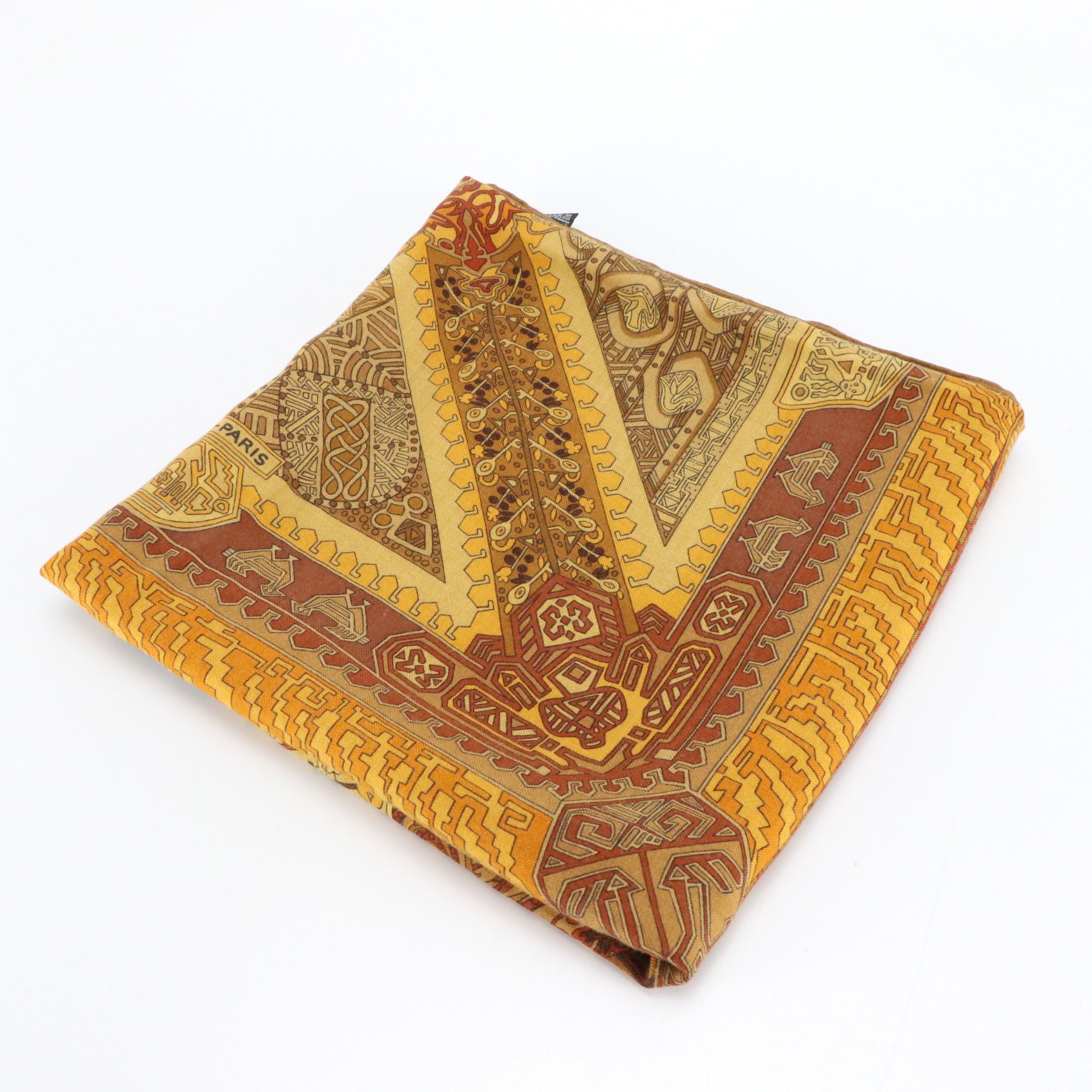 Hermès "Sur Un Tapis Volant" Scarf 140 in Cashmere/Silk Blend with Box