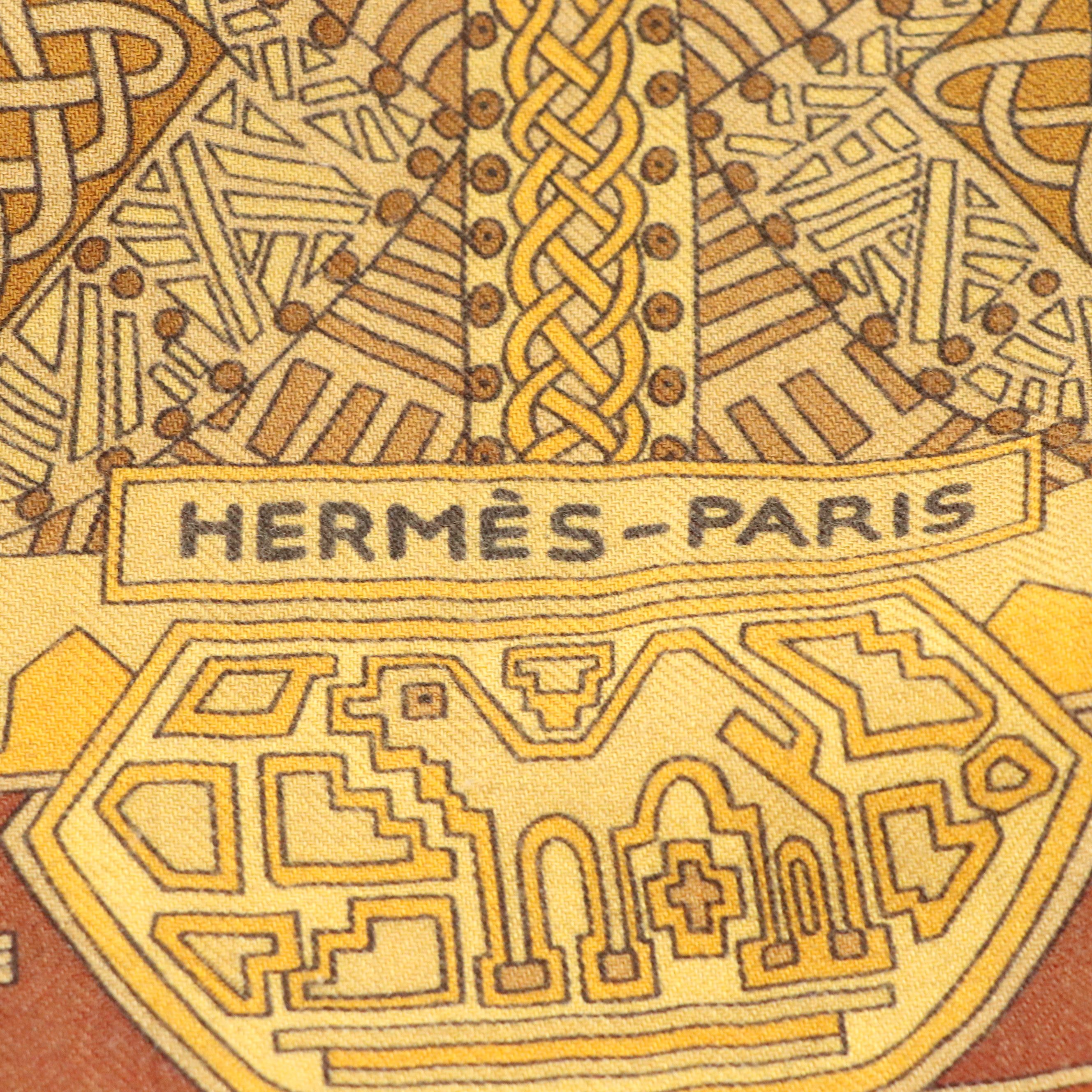 Hermès "Sur Un Tapis Volant" Scarf 140 in Cashmere/Silk Blend with Box