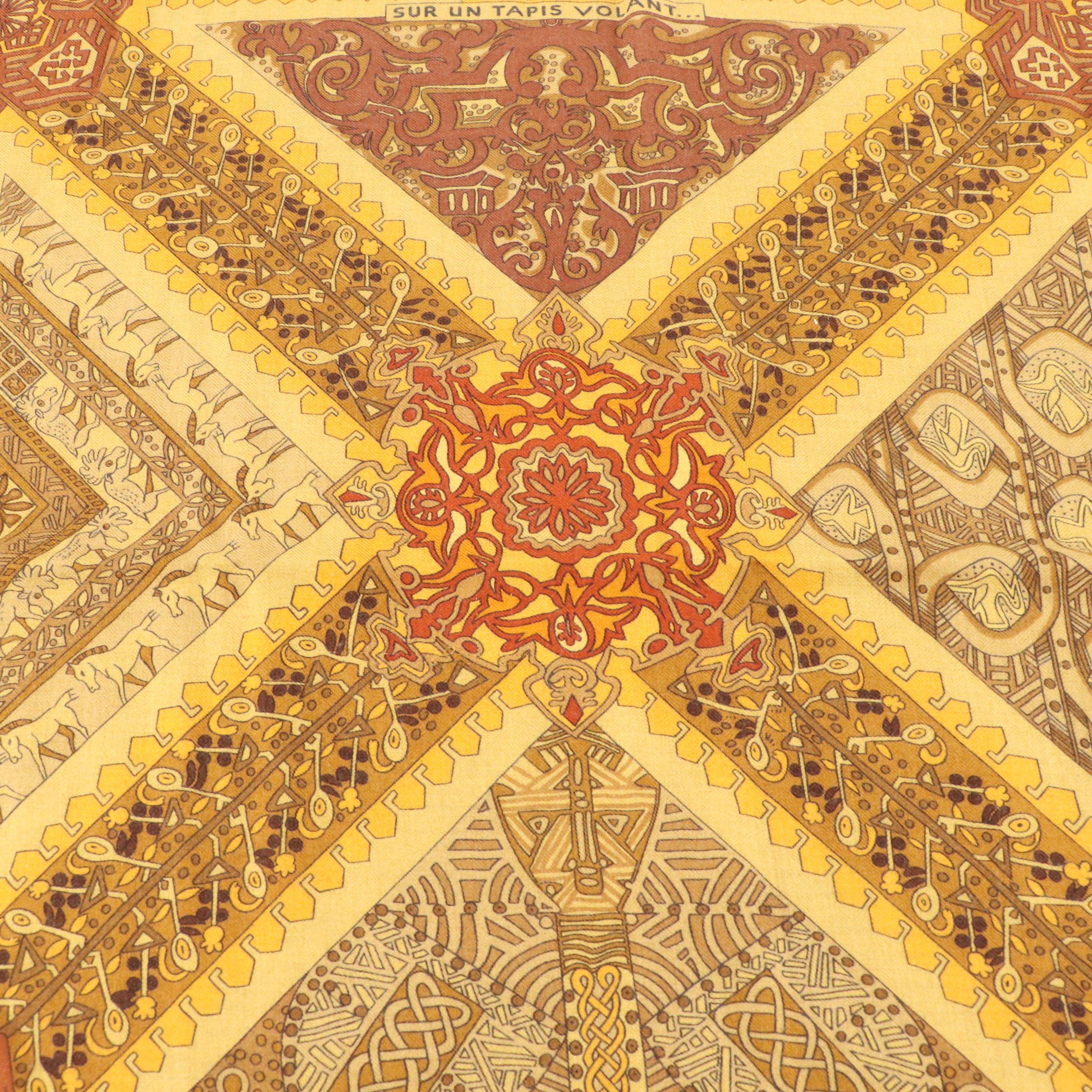 Hermès "Sur Un Tapis Volant" Scarf 140 in Cashmere/Silk Blend with Box