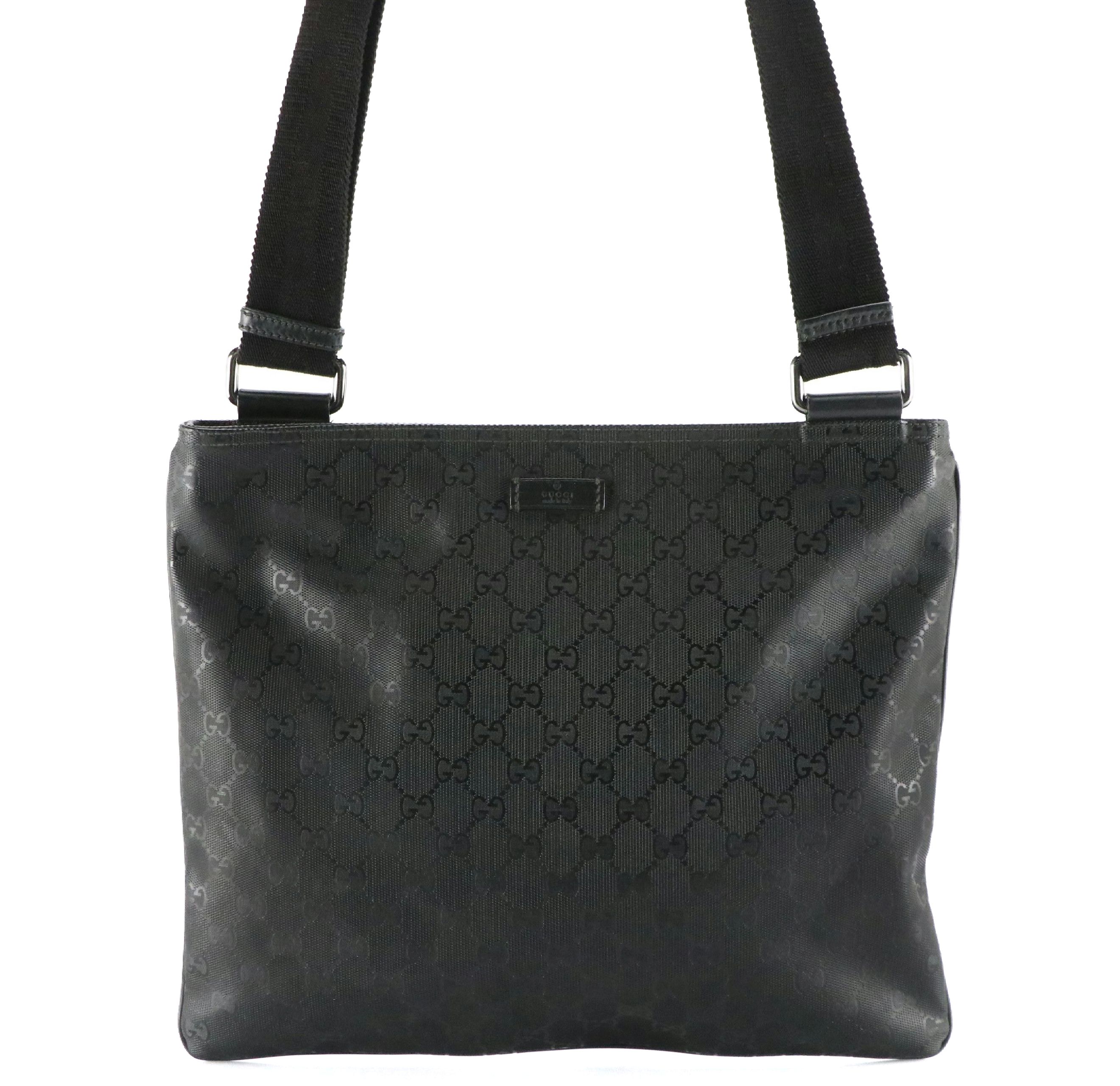 Gucci Black GG Imprimé Canvas Crossbody Messenger Bag