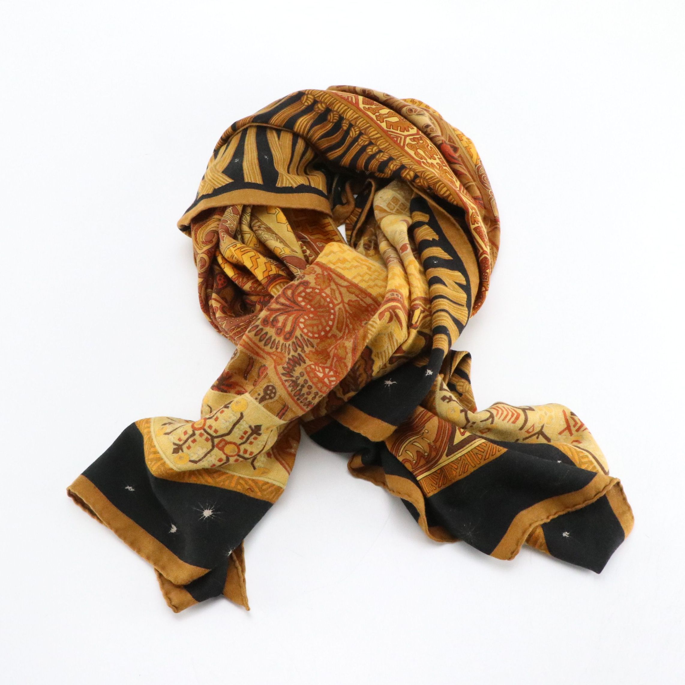 Hermès "Sur Un Tapis Volant" Scarf 140 in Cashmere/Silk Blend with Box