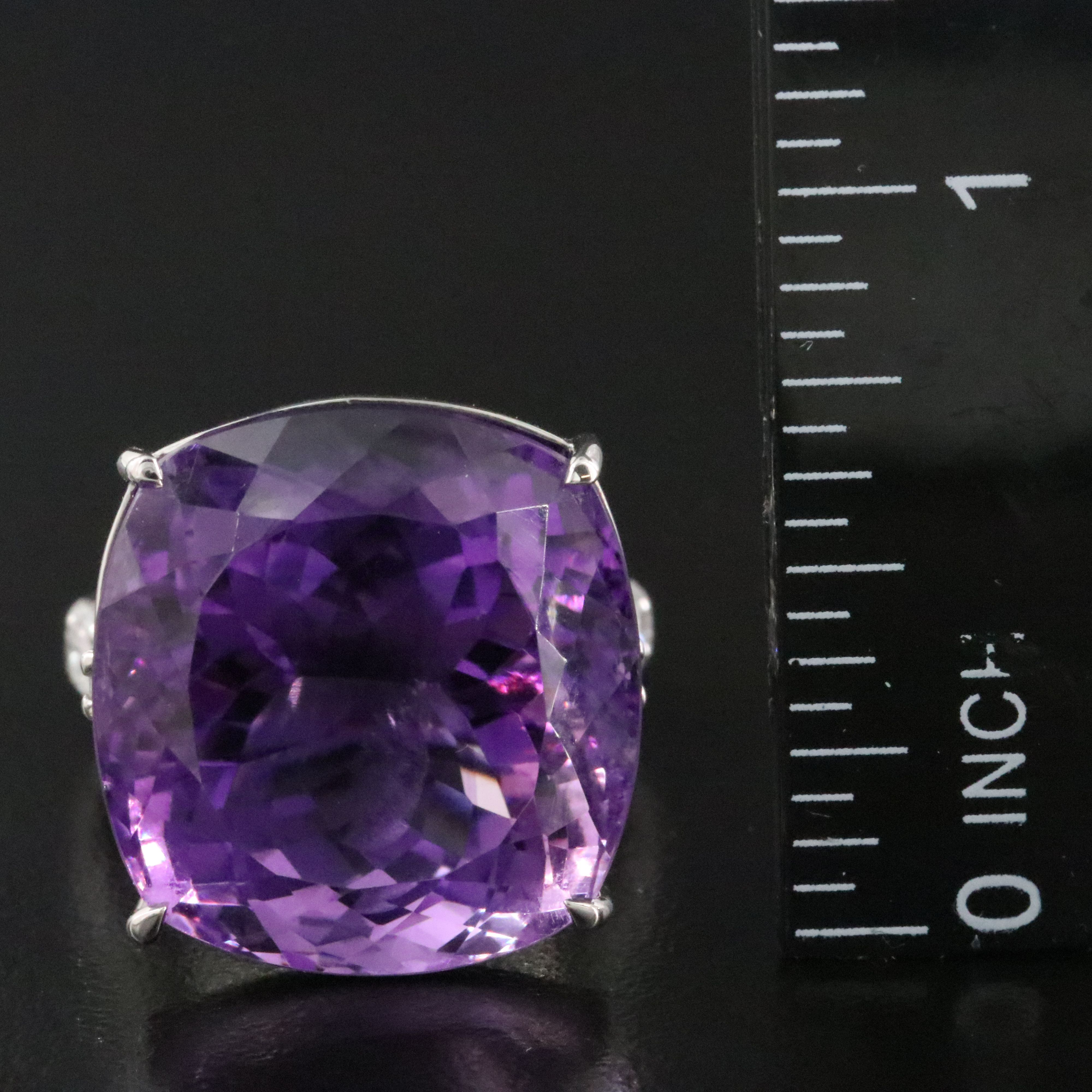 Platinum 28.12 CT Amethyst and 2.02 CTW Diamond Ring
