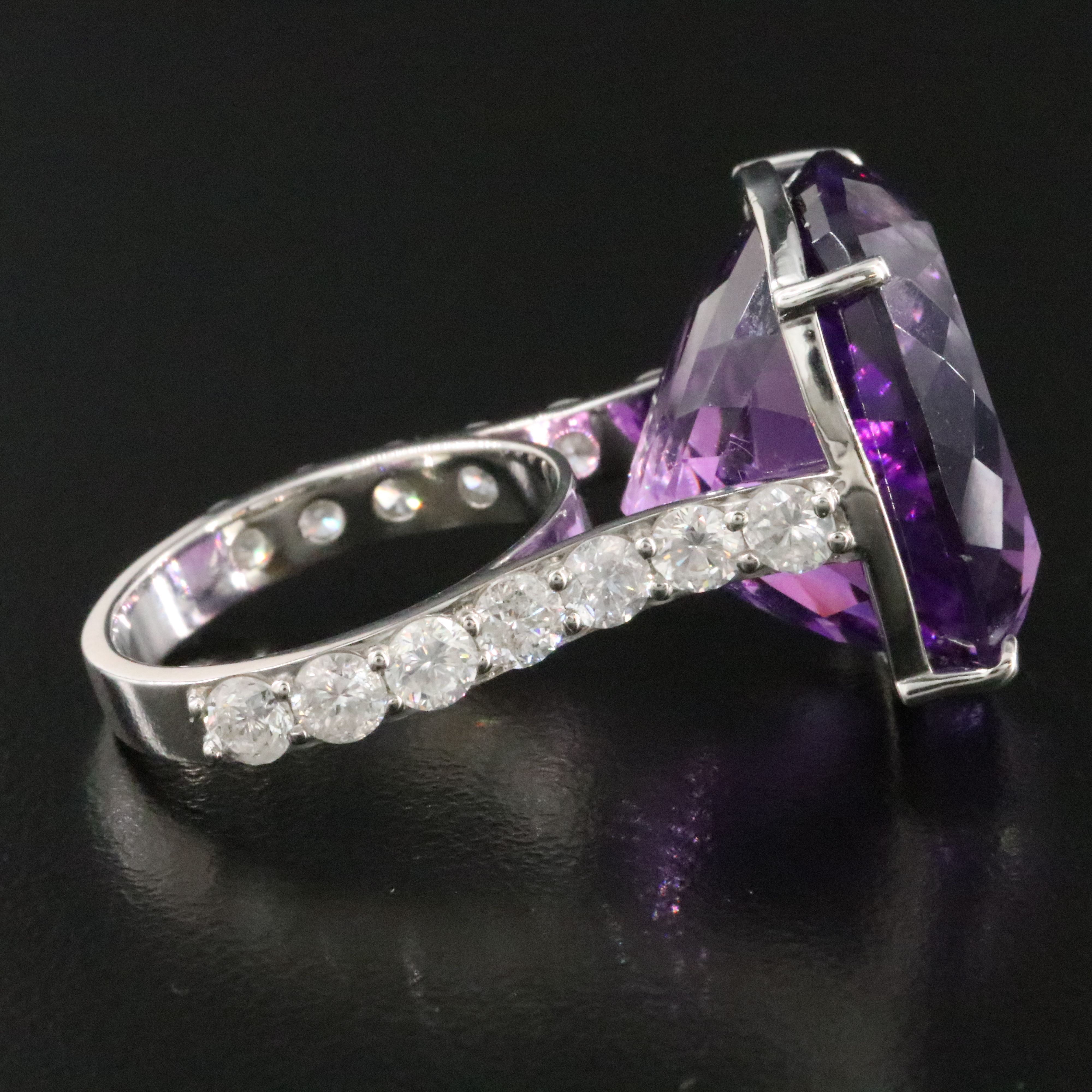 Platinum 28.12 CT Amethyst and 2.02 CTW Diamond Ring