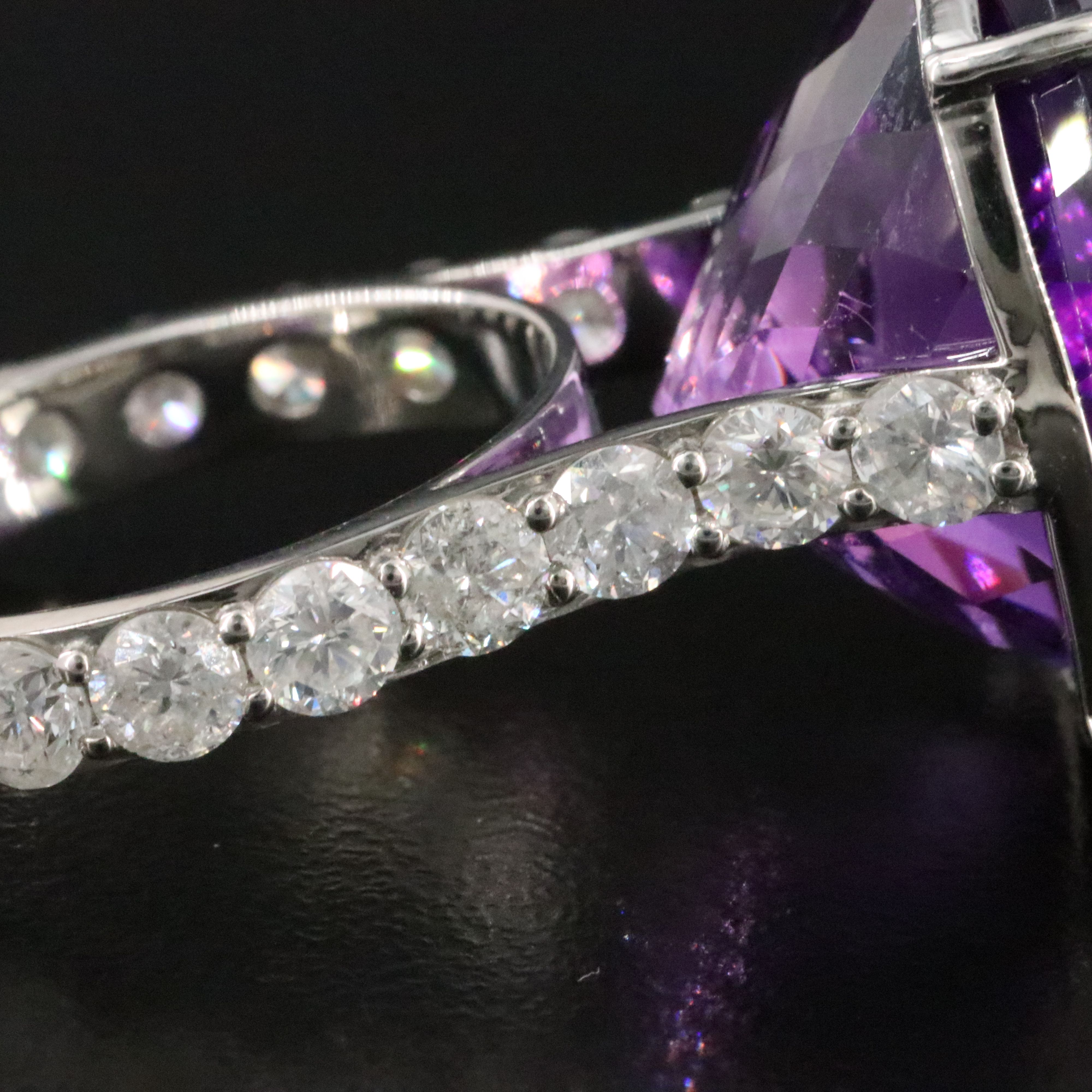 Platinum 28.12 CT Amethyst and 2.02 CTW Diamond Ring