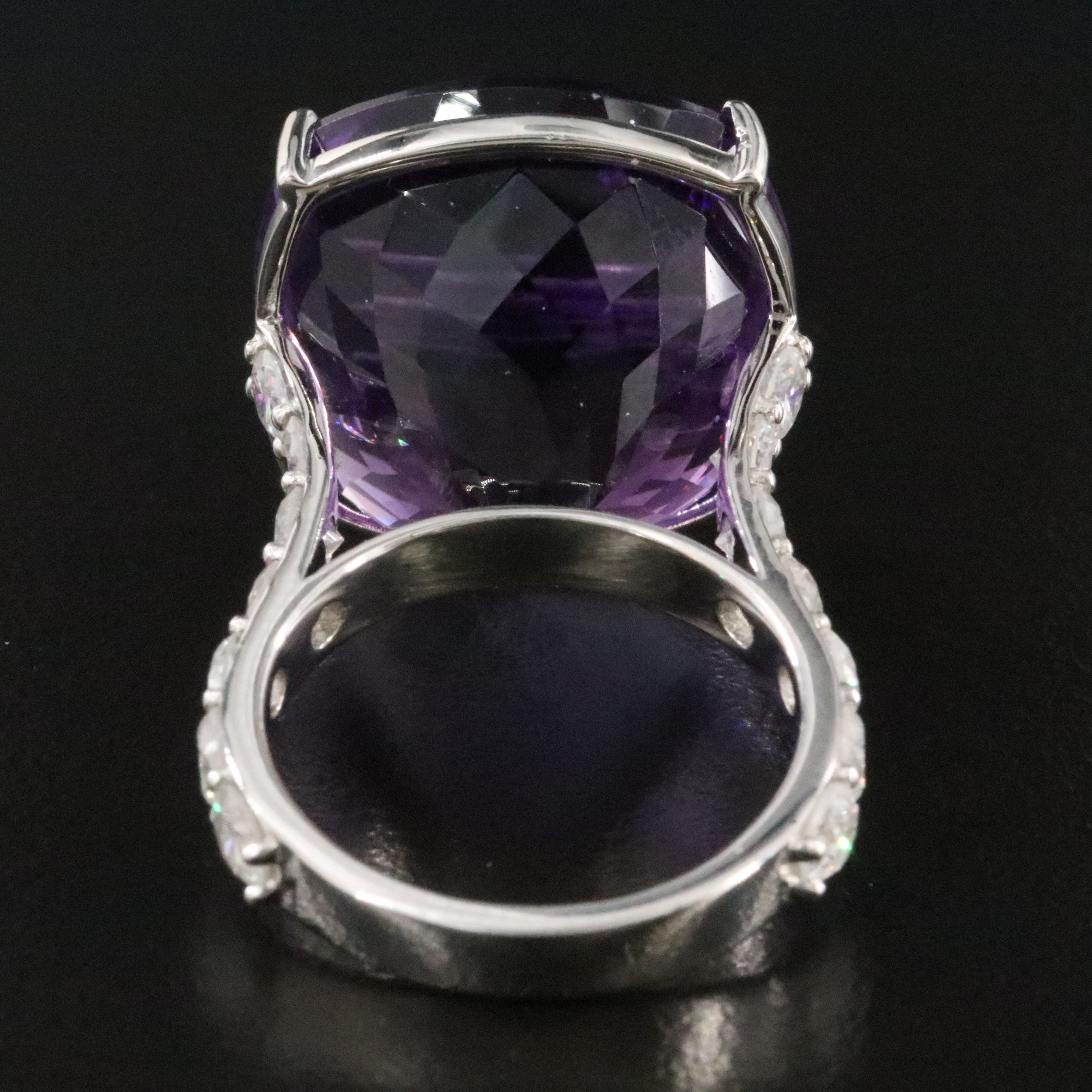 Platinum 28.12 CT Amethyst and 2.02 CTW Diamond Ring