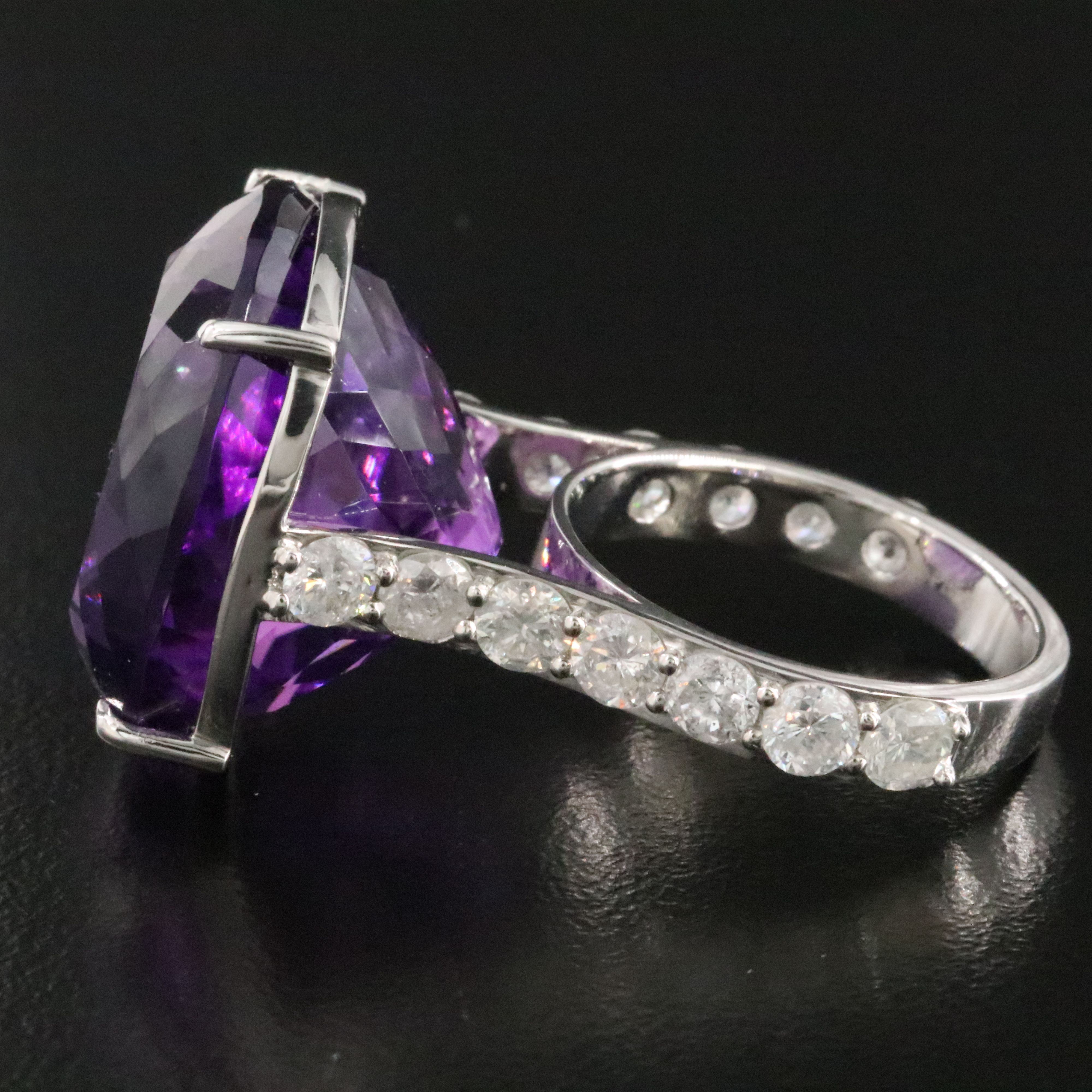 Platinum 28.12 CT Amethyst and 2.02 CTW Diamond Ring