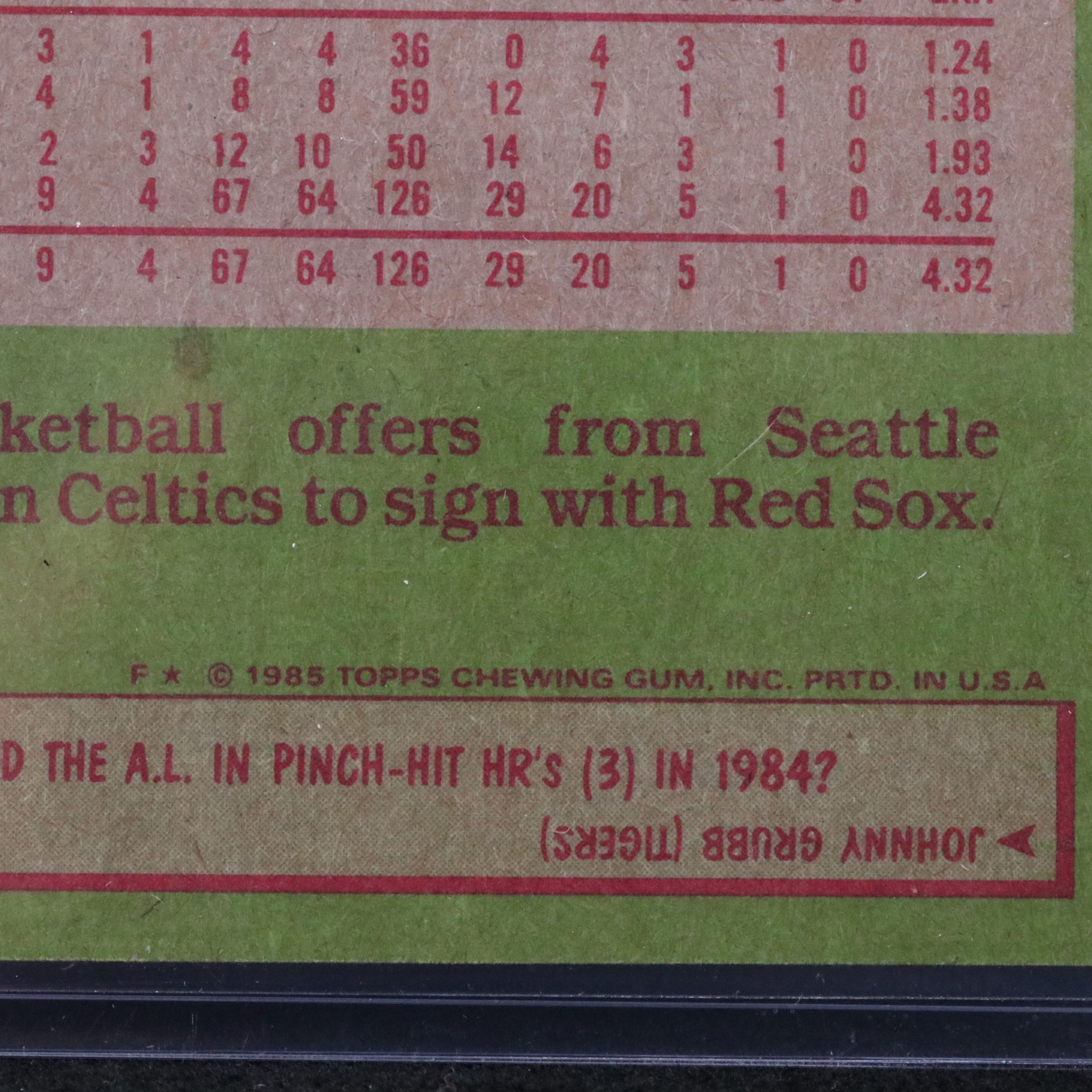 1985 Topps Roger Clemens Boston Red Sox Rookie Baseball Card