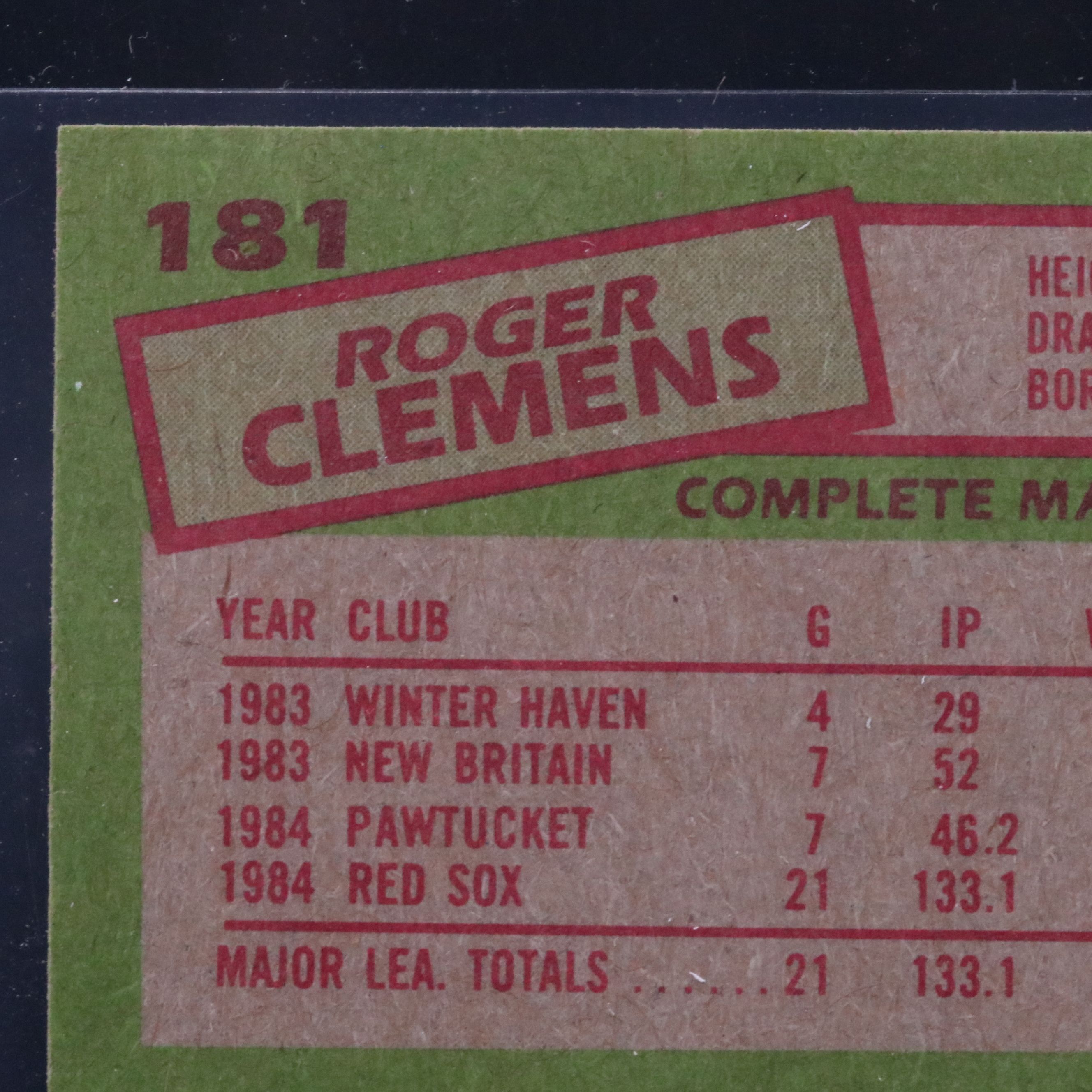 1985 Topps Roger Clemens Boston Red Sox Rookie Baseball Card