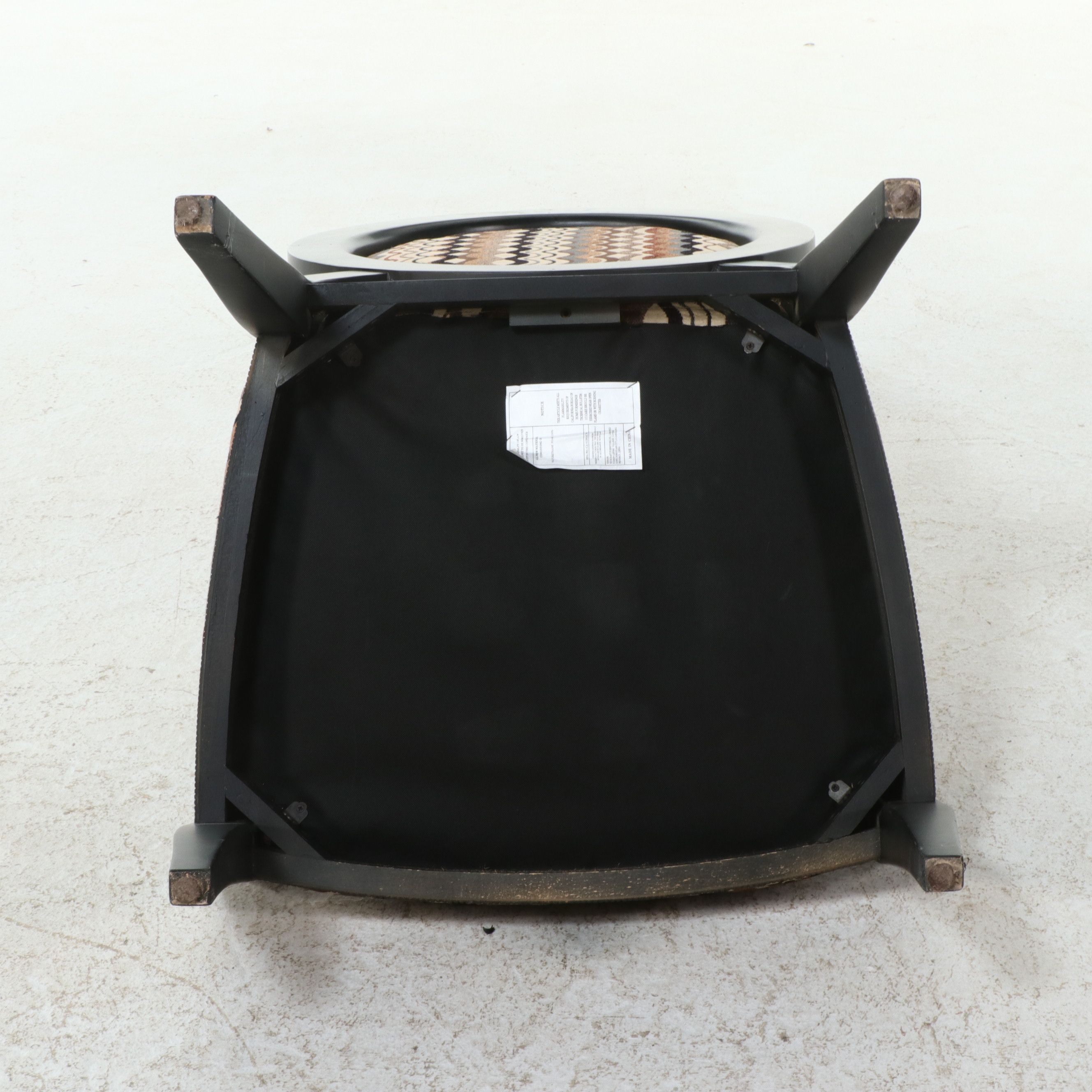 Contemporary Ebonized Oval-Back Zigzag Upholstered Armchair, 21st Century