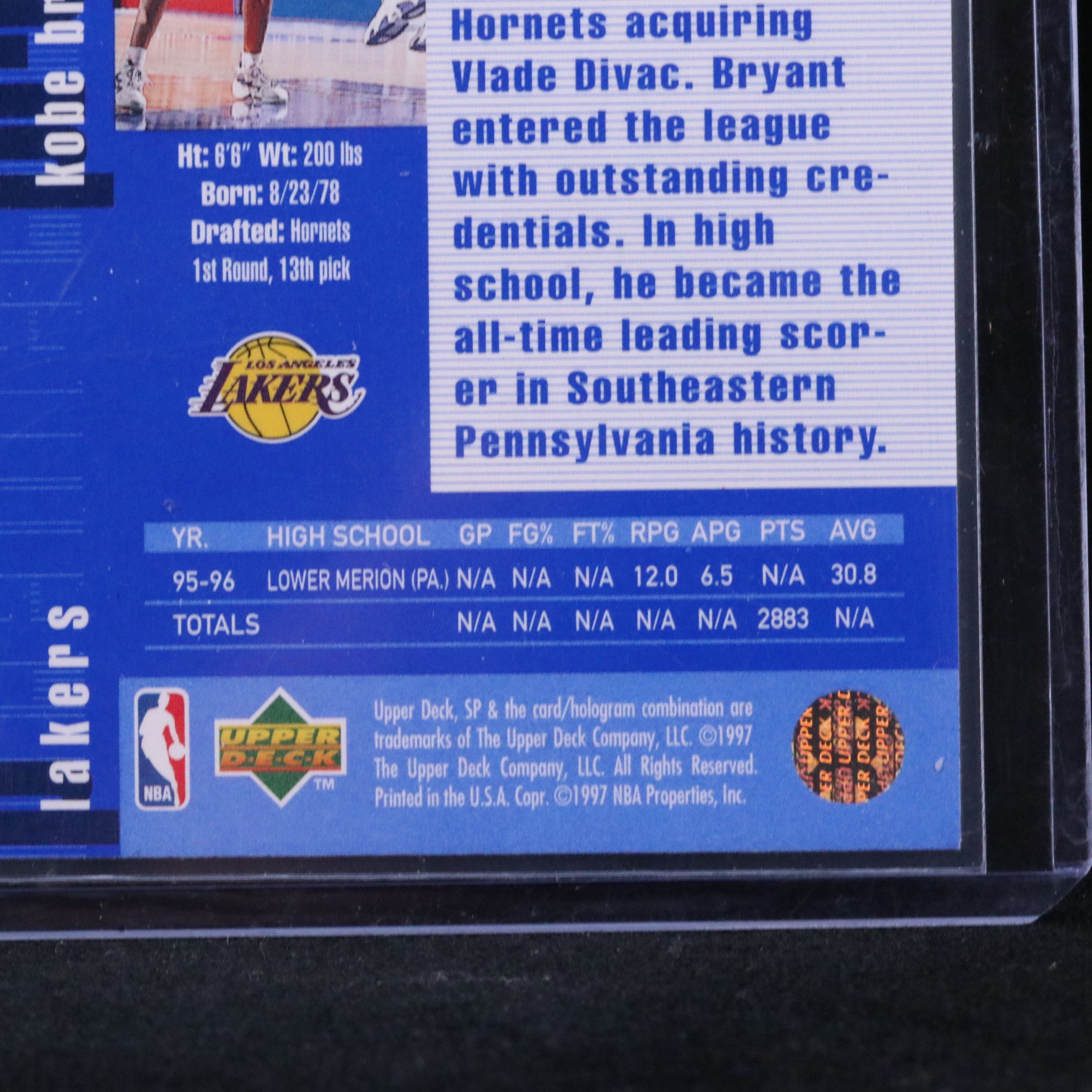 1996-97 SP Kobe Bryant Los Angeles Lakers Rookie Card