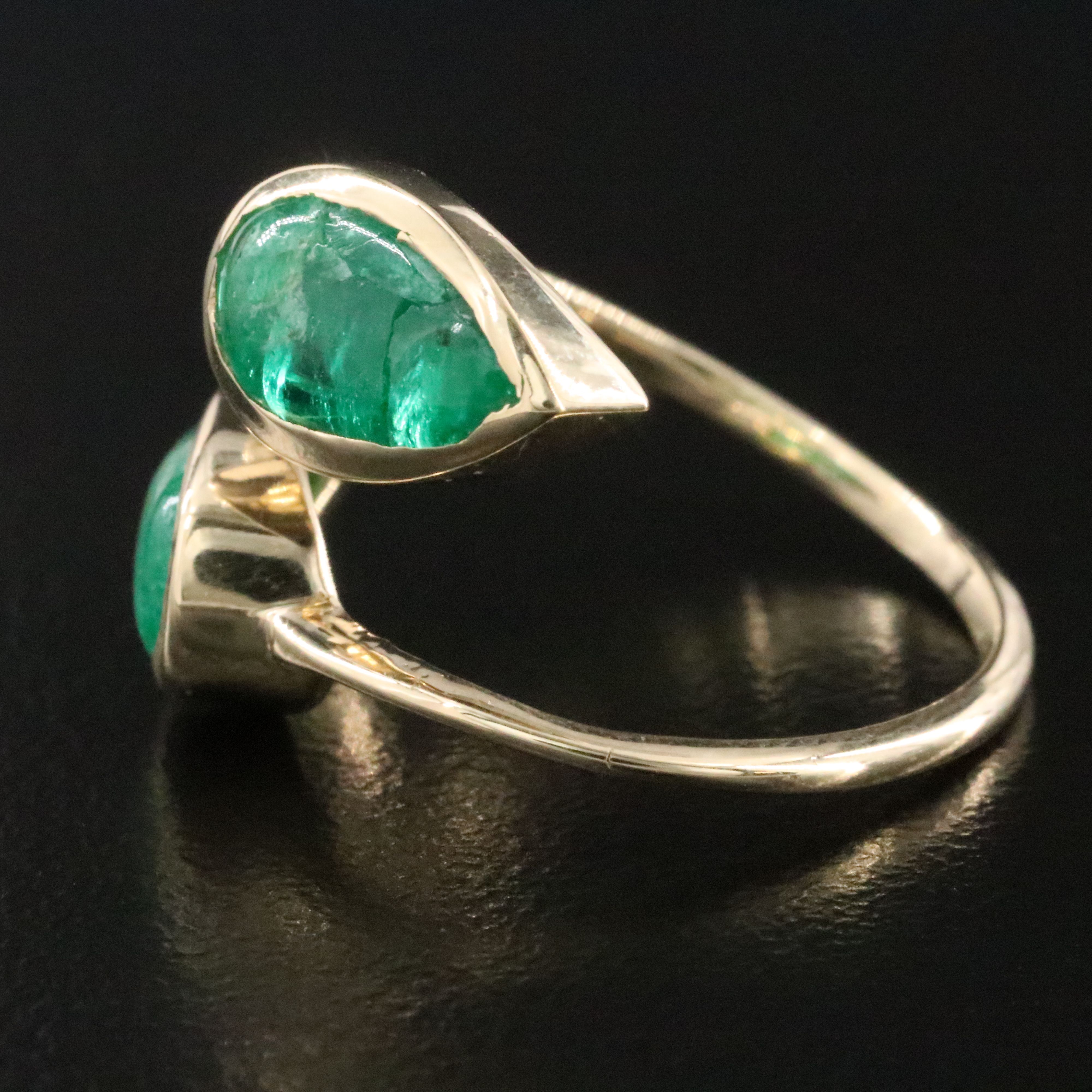 14K 2.76 CTW Emerald Bypass Ring