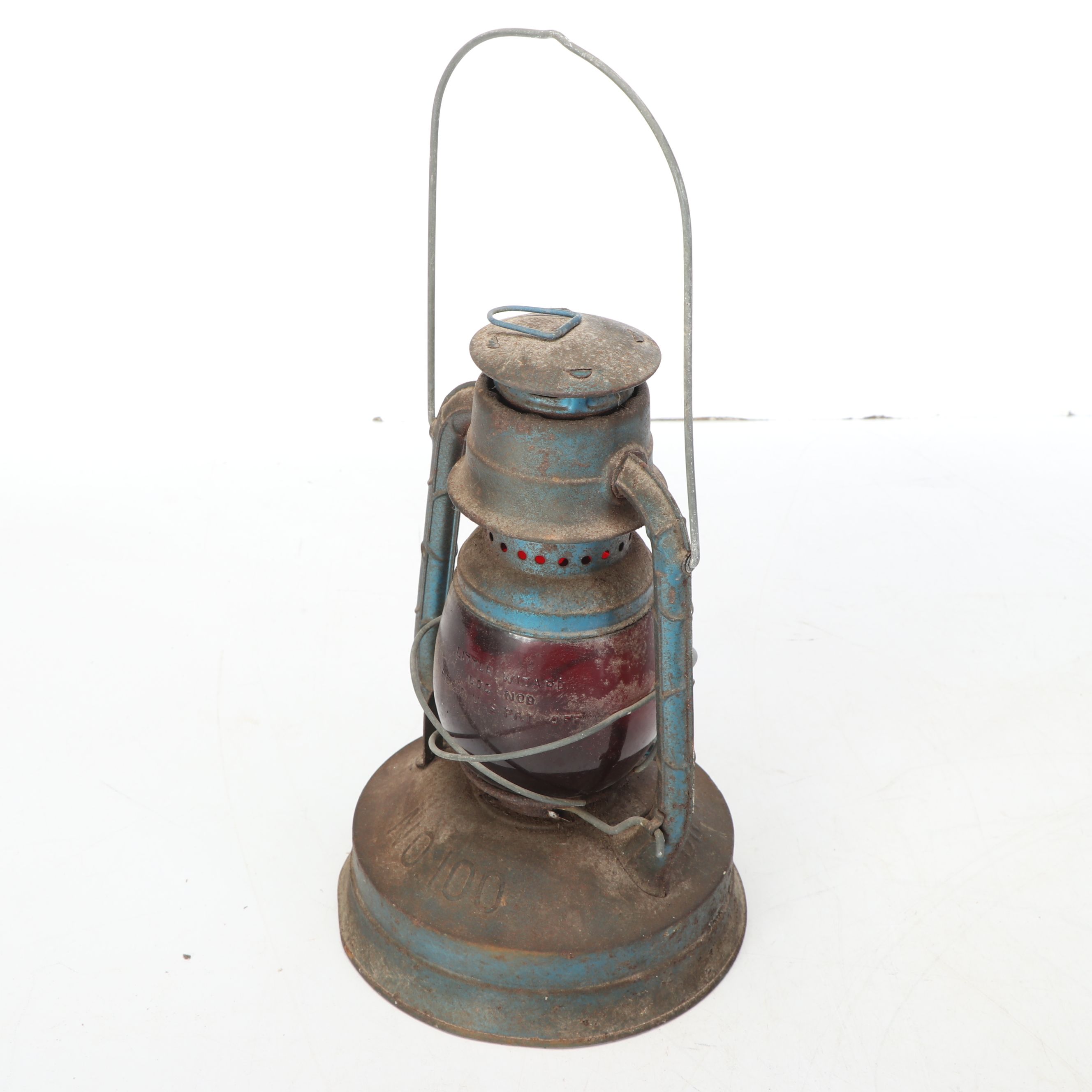 Dietz No. 100 Kerosene Lamp with Industrial Pulley and Stacked Cookware, Antique