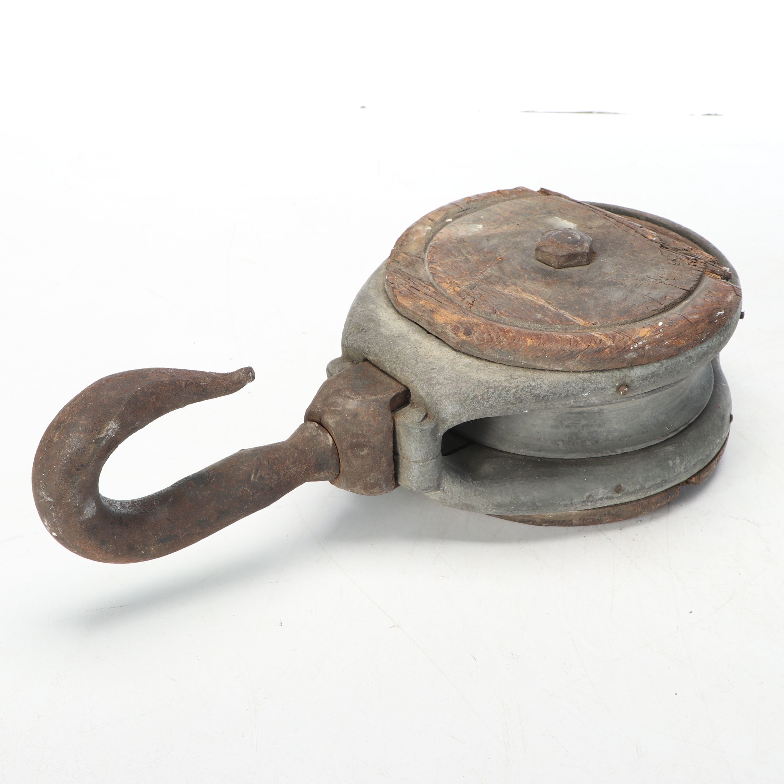 Dietz No. 100 Kerosene Lamp with Industrial Pulley and Stacked Cookware, Antique