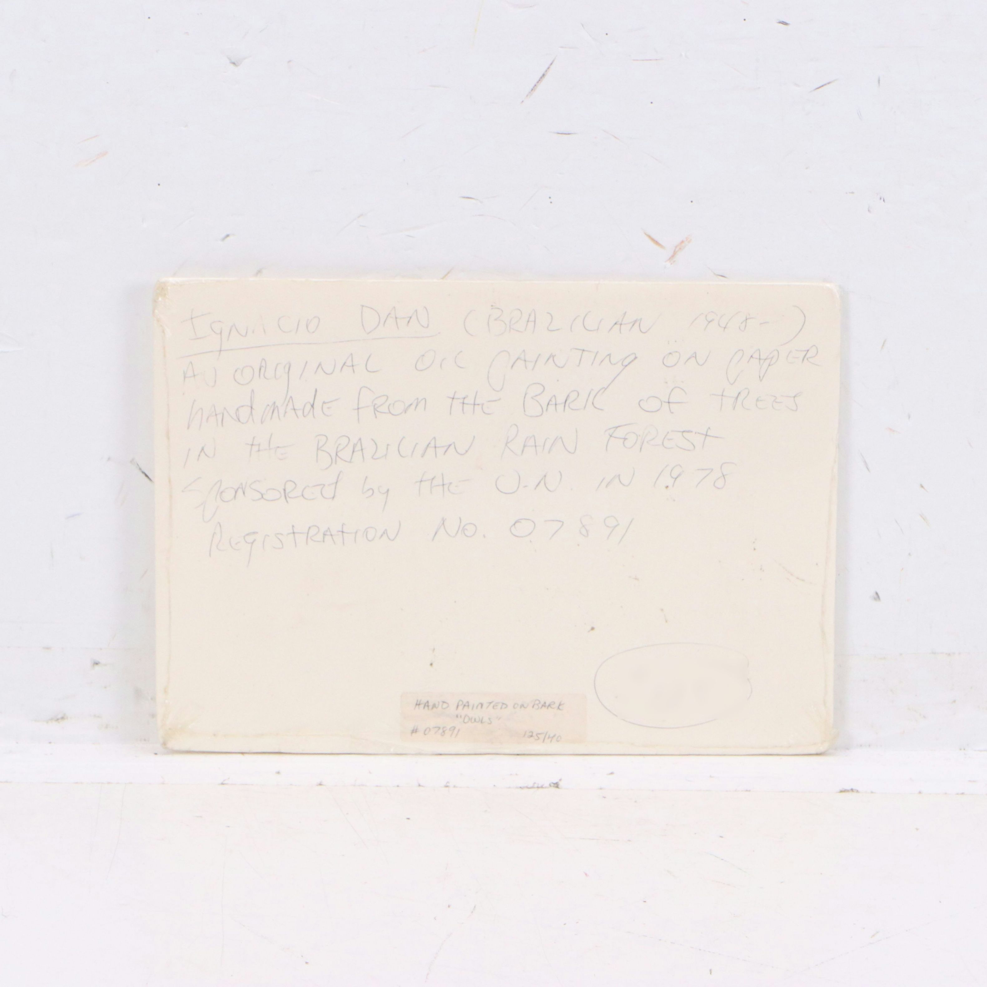 Mexican Amate Bark Painting of Two Owls, Circa 1978