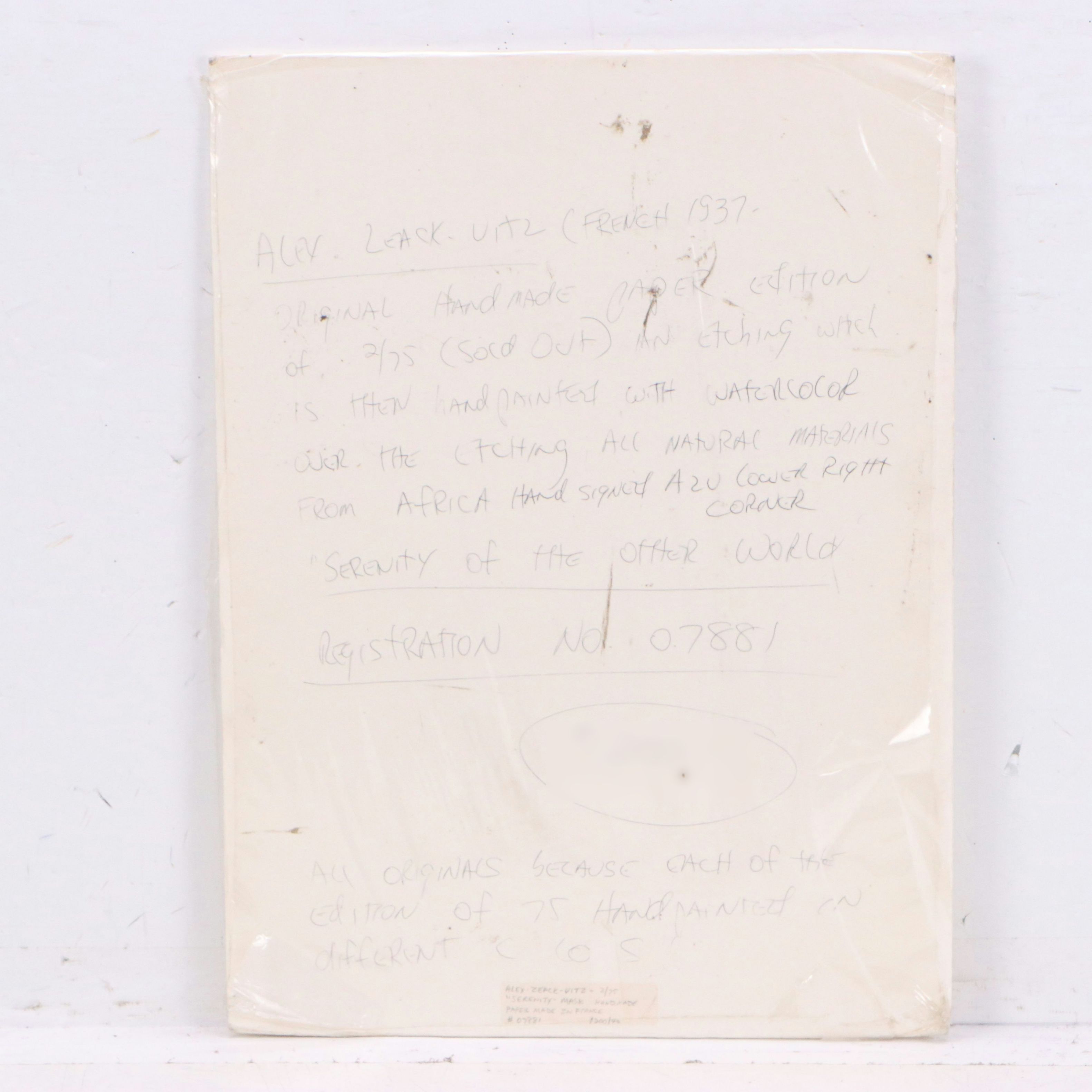 Alain Berck-Vitz African Mask Etching "Serenity"