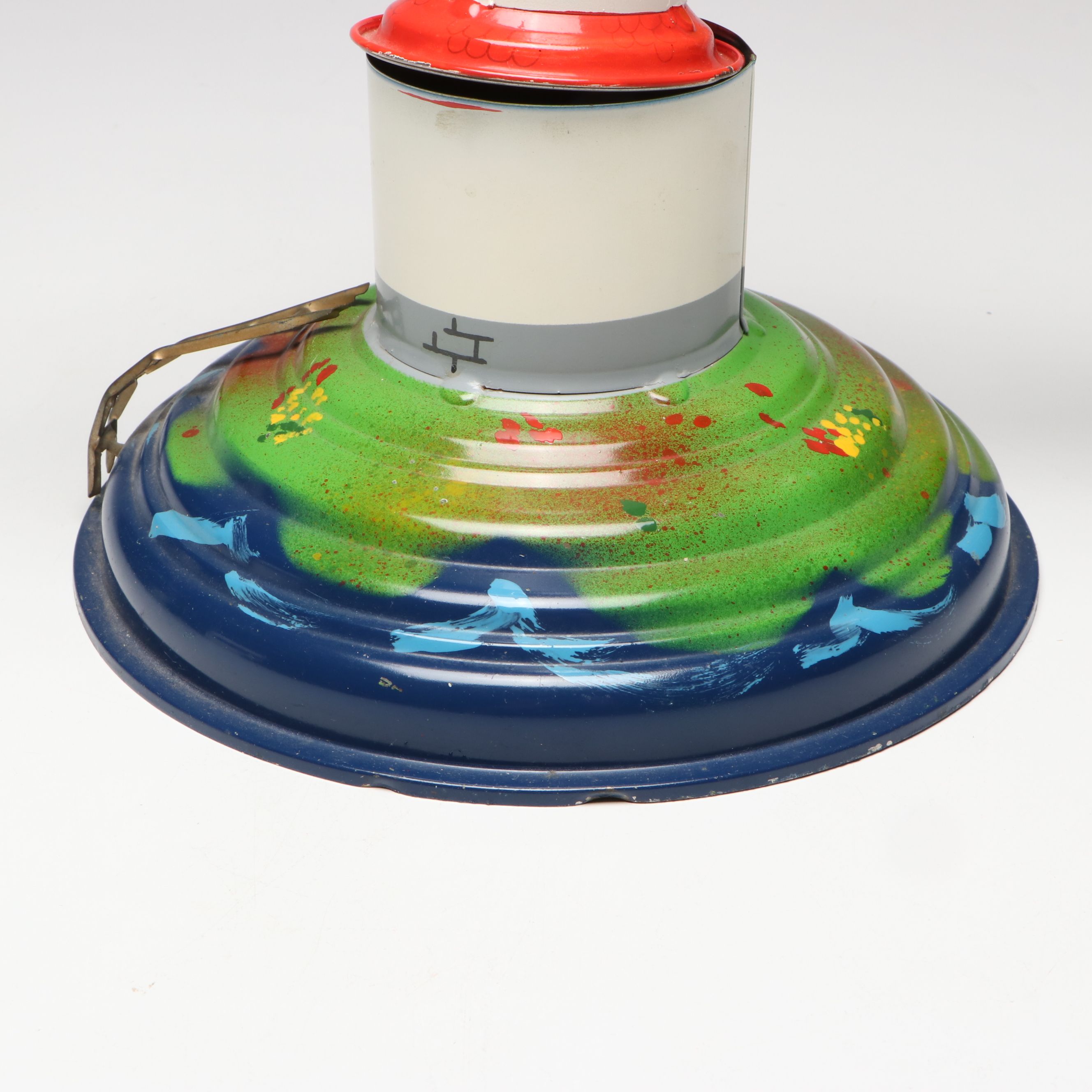 Tucher & Walther German Airplane and Tower Tin Lithograph Wind-up Toy