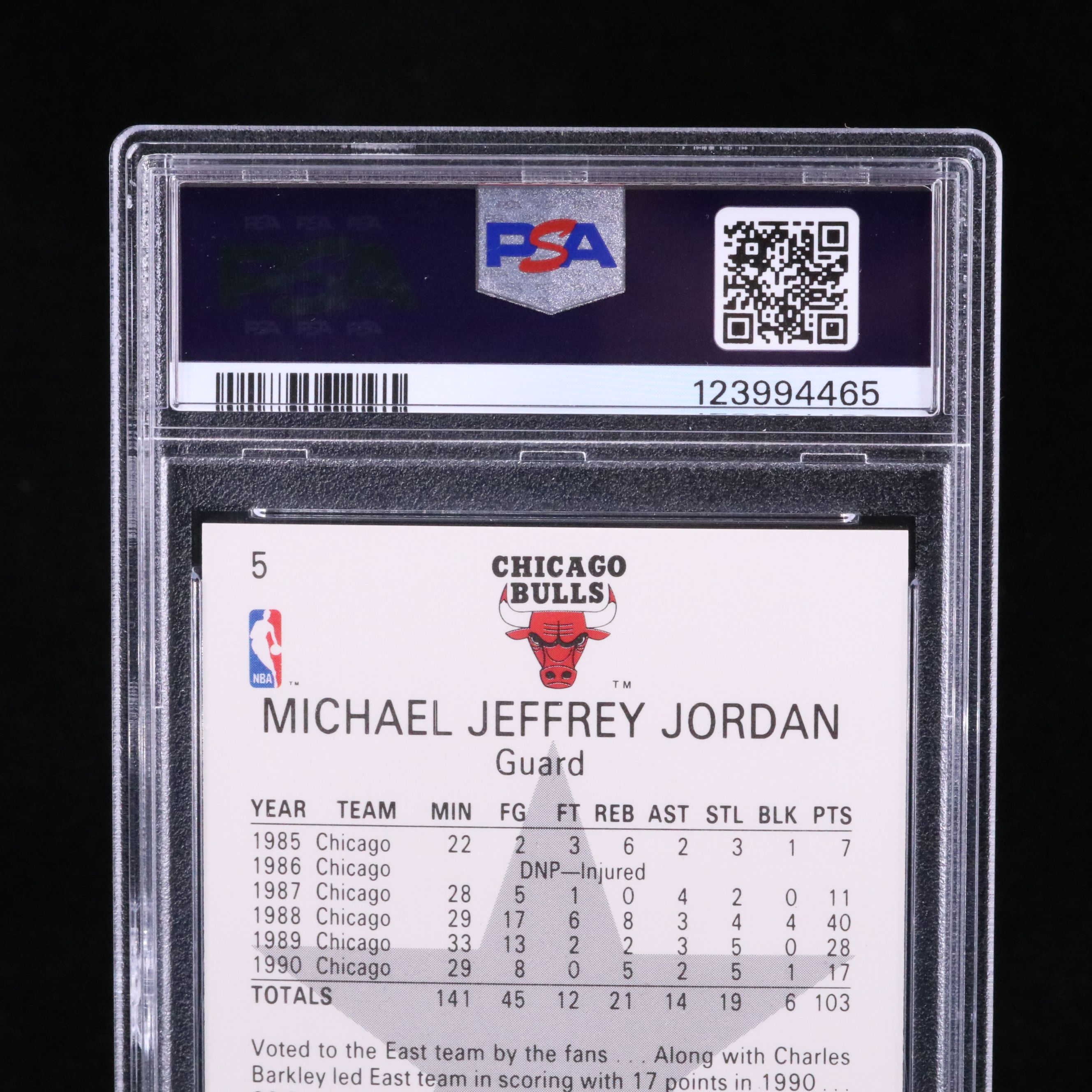 1990 NBA Hoops Michael Jordan All-Star Basketball Card Graded PSA 9