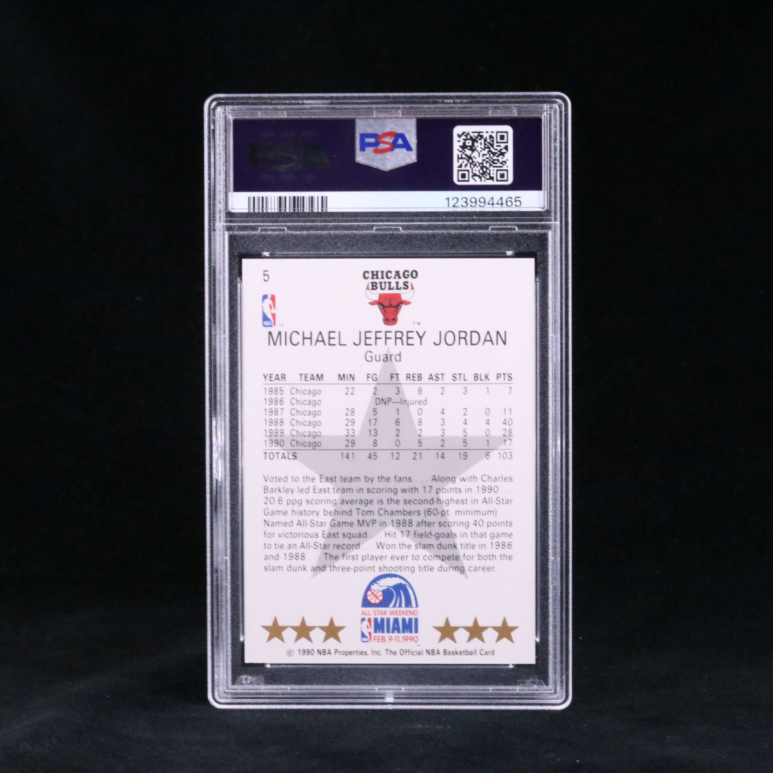 1990 NBA Hoops Michael Jordan All-Star Basketball Card Graded PSA 9