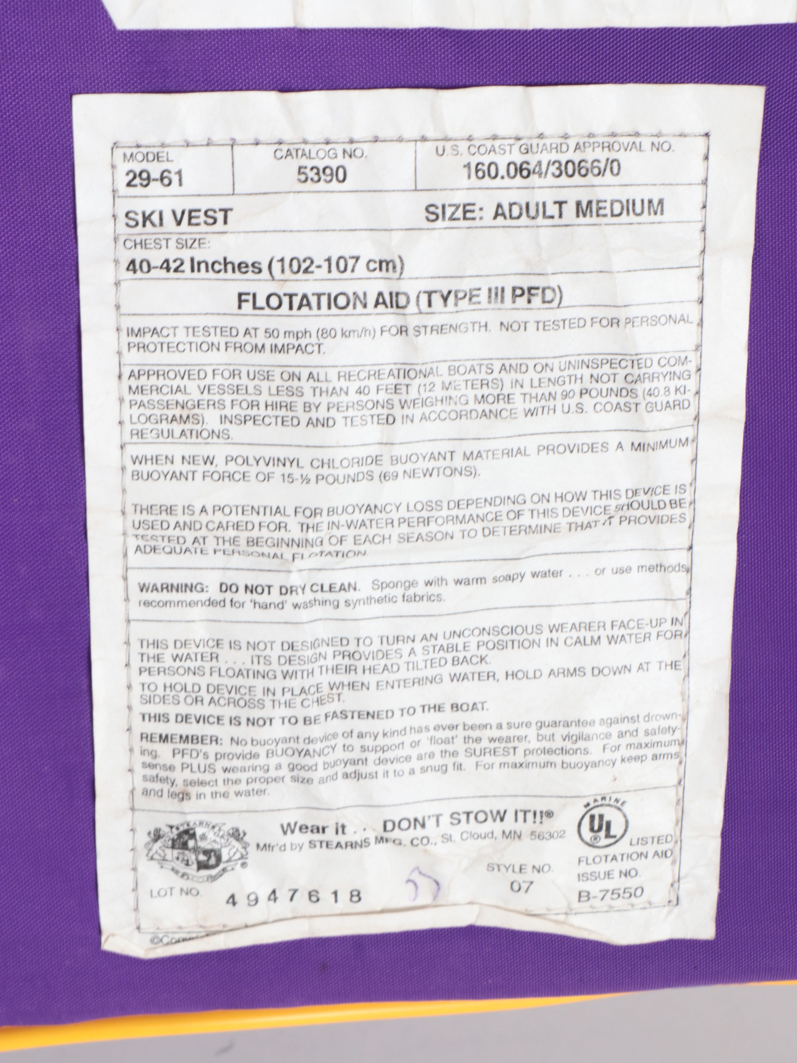 West Marine and Stearns Boating Life Jackets