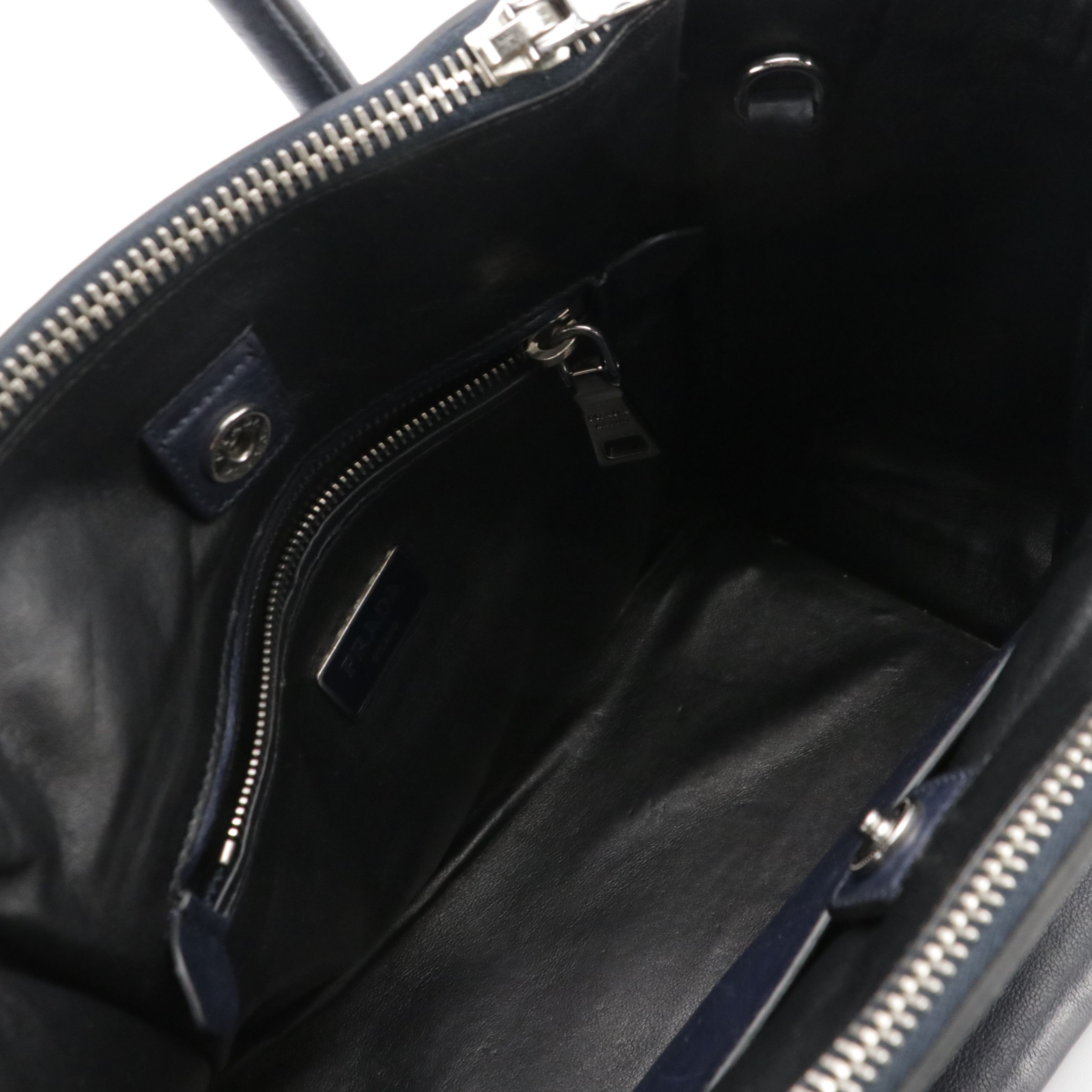 Prada Twin Pocket Two-Way Tote Bag in Baltico Glace Calfskin Leather