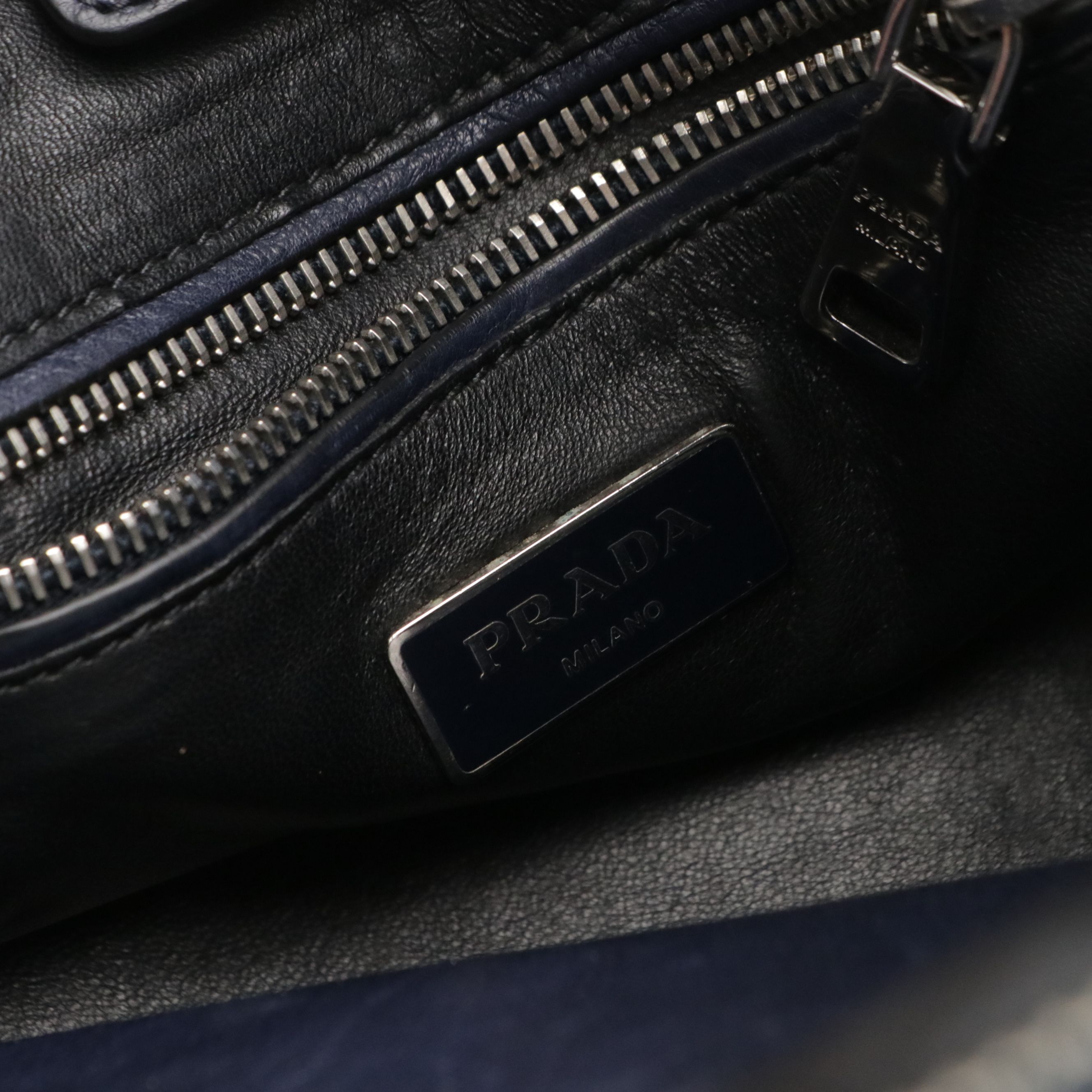 Prada Twin Pocket Two-Way Tote Bag in Baltico Glace Calfskin Leather