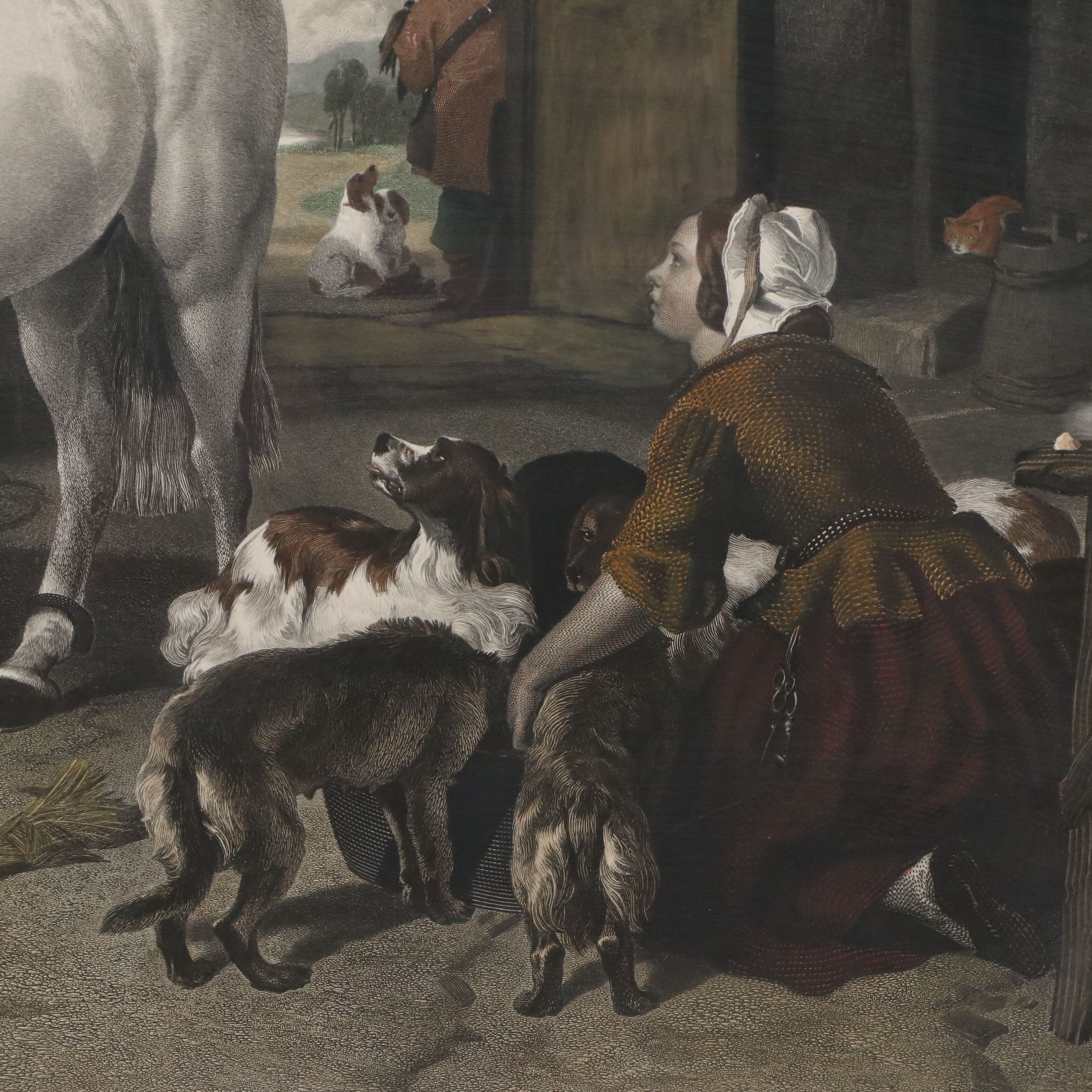 After Sir Edwin Landseer Engraving "The Return from Hawking," 1846