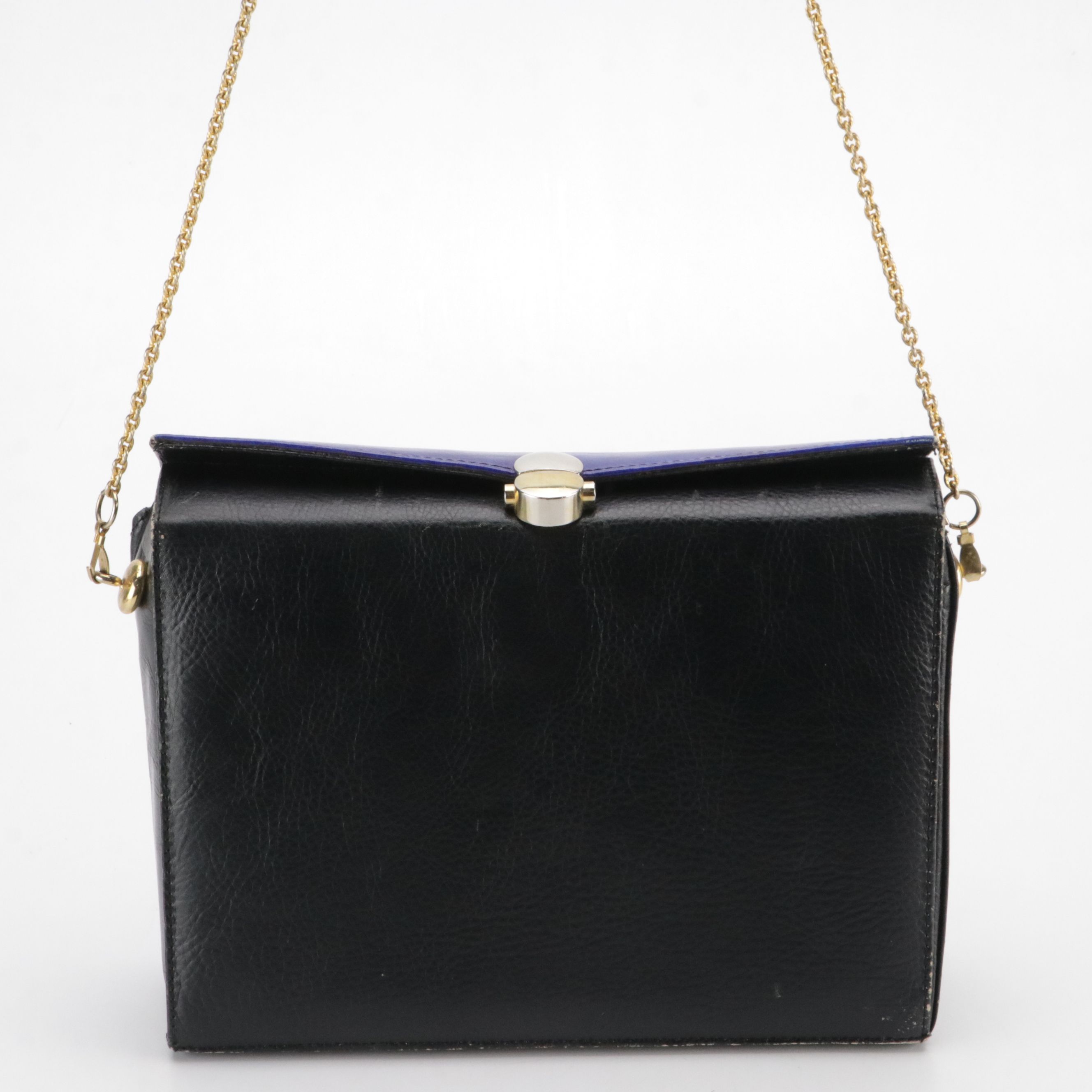 Faux Leather Shoulder Bag with Hand-Painted Surrealist Design