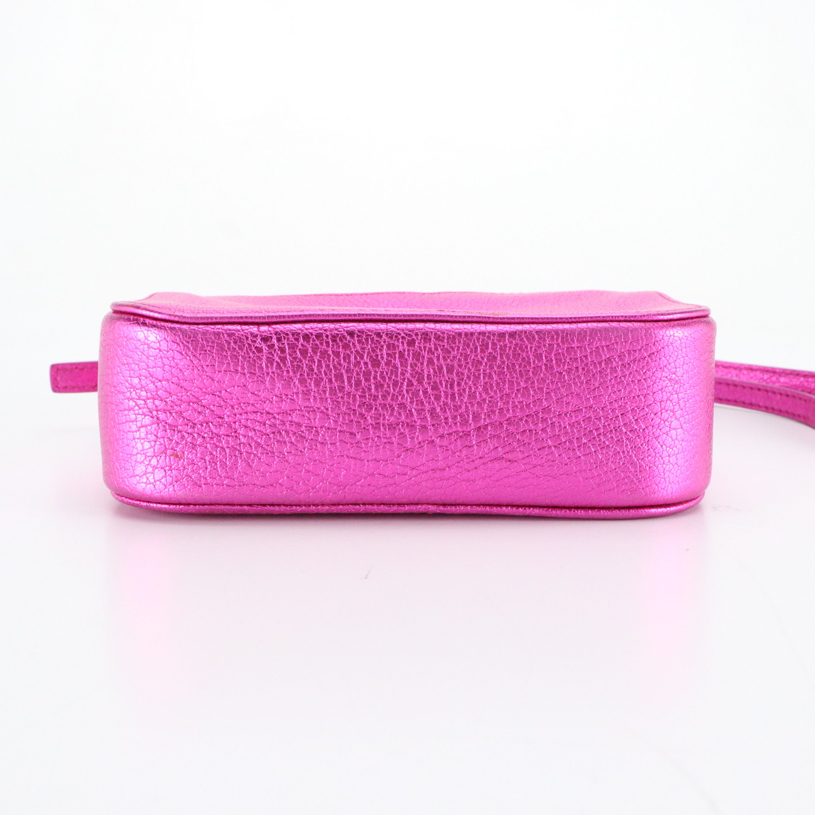 Balenciaga XS Everyday Crossbody Camera Bag in Metallic Pink Grained Leather