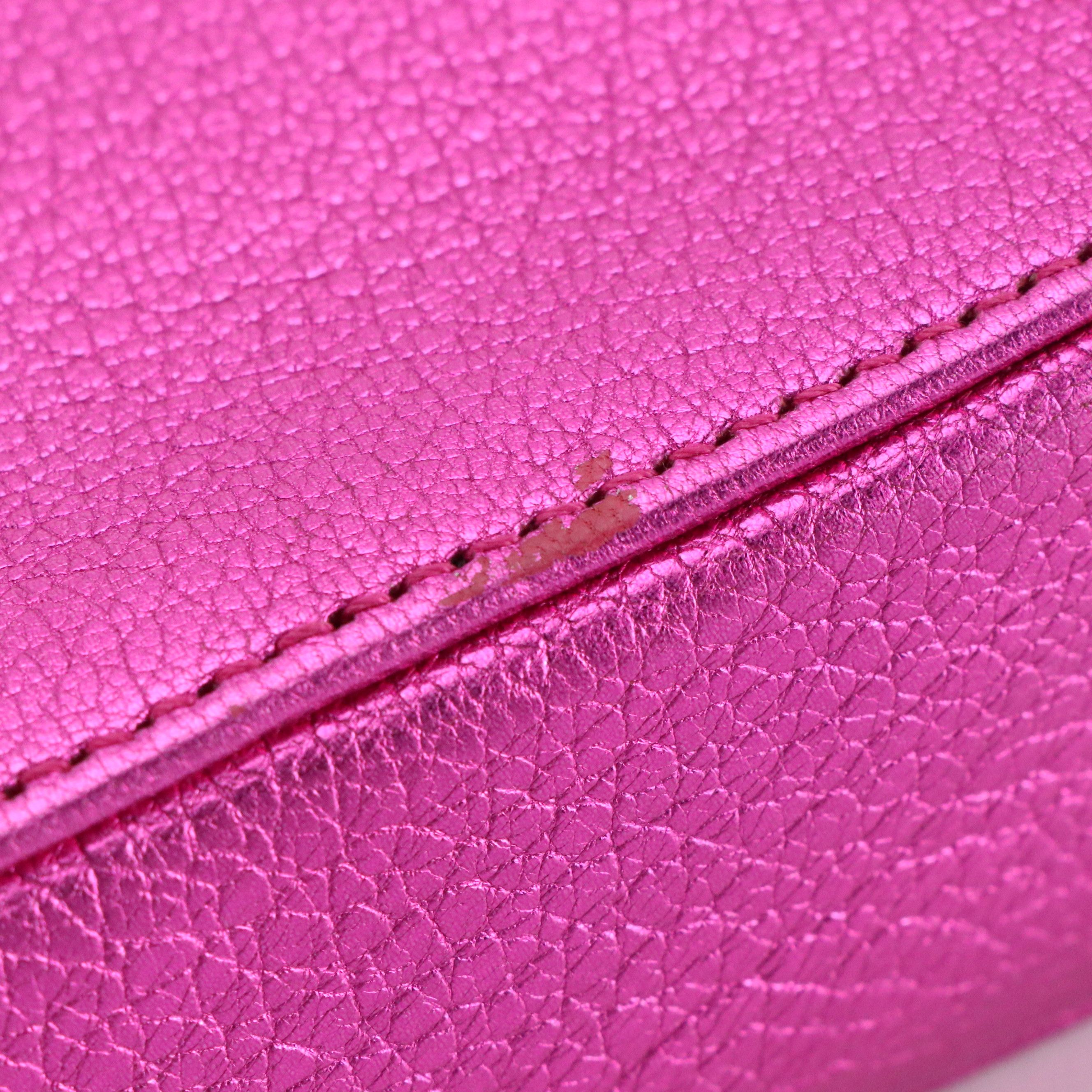 Balenciaga XS Everyday Crossbody Camera Bag in Metallic Pink Grained Leather