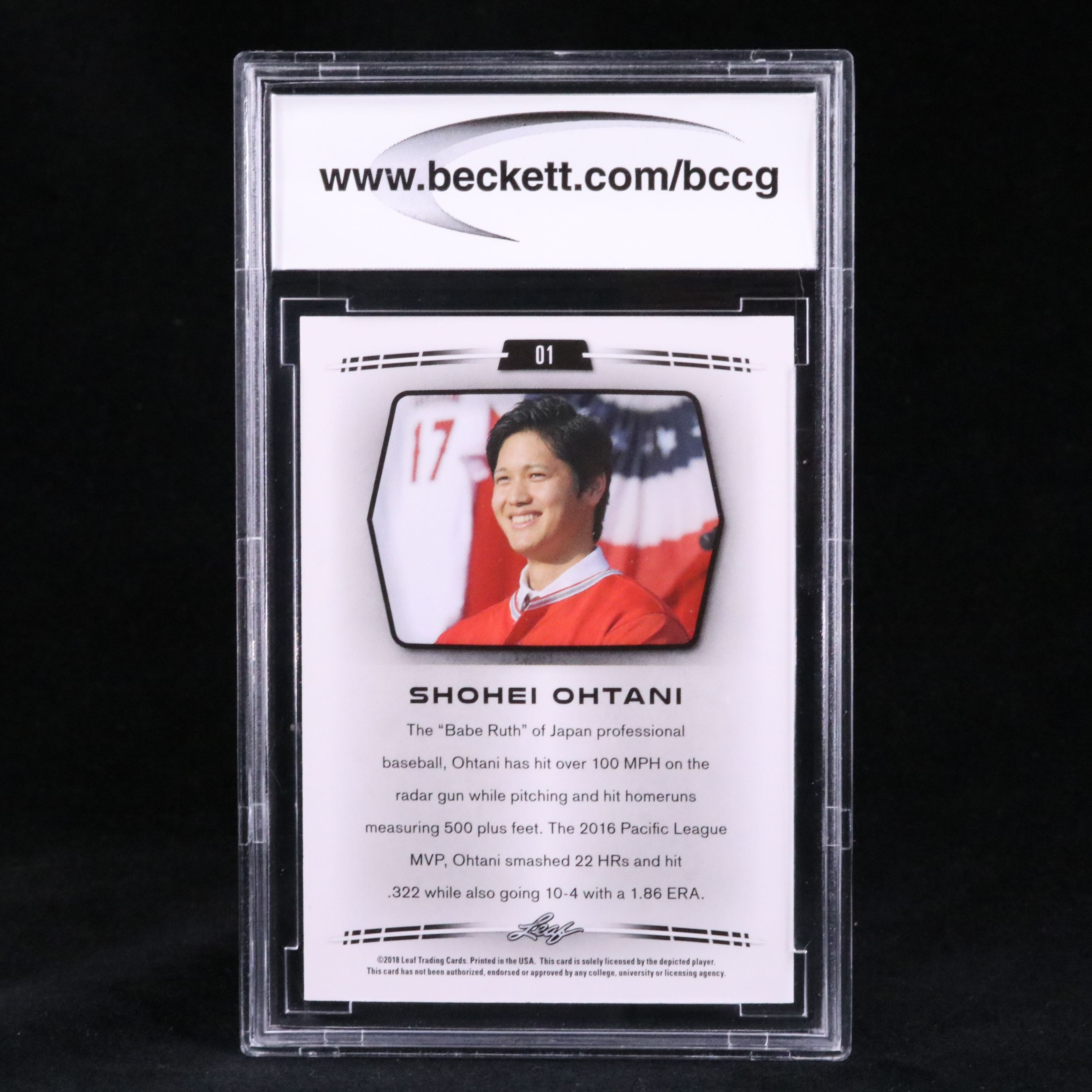 2018 Leaf Shohei Ohtani Rookie Year Baseball Card Graded BCCG 10
