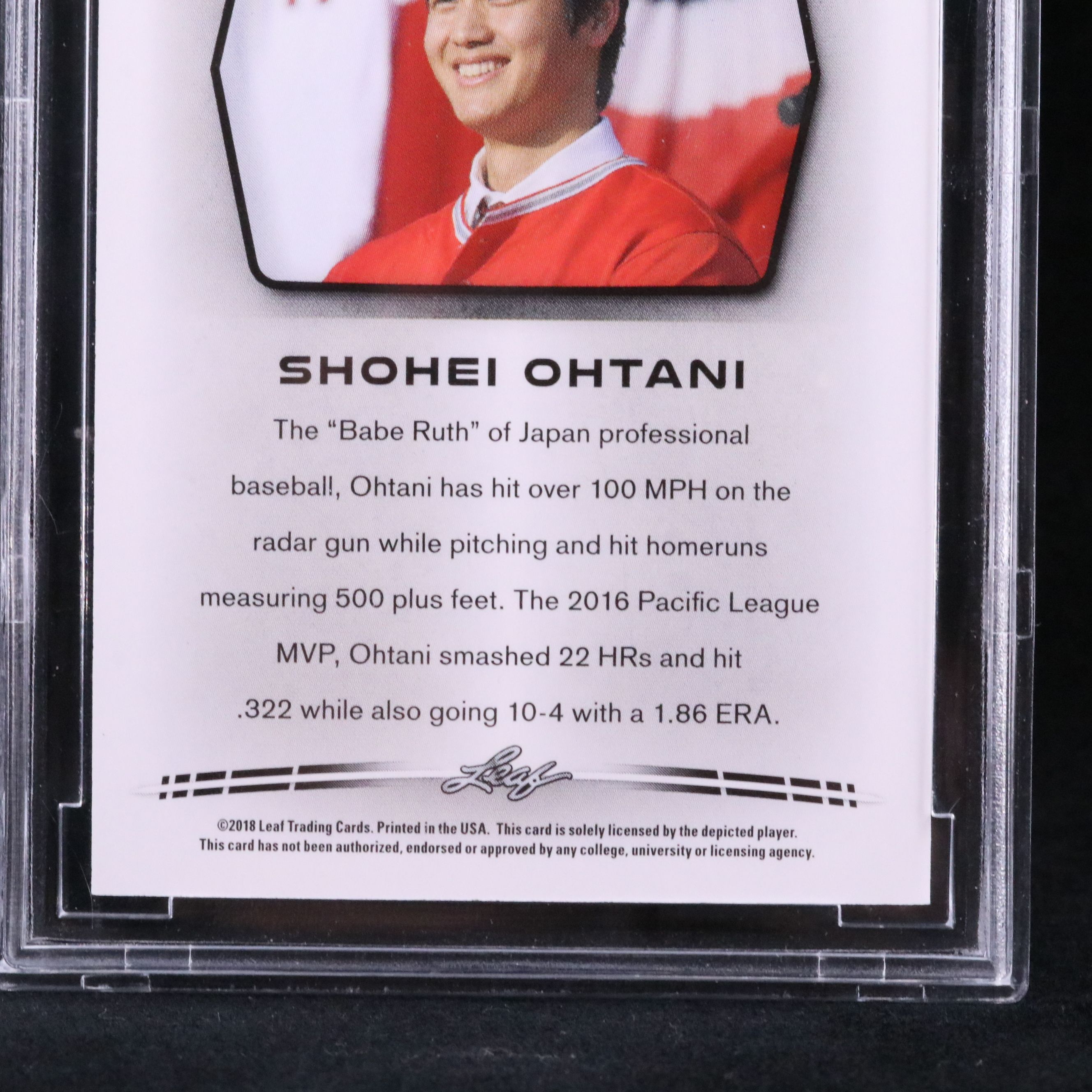 2018 Leaf Shohei Ohtani Rookie Year Baseball Card Graded BCCG 10
