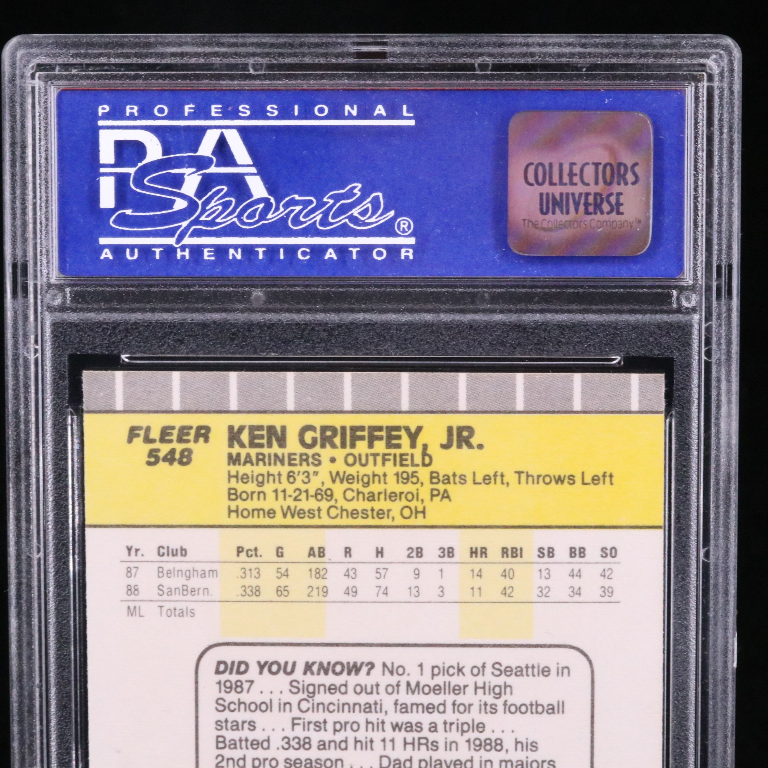 1989 Fleer Ken Griffey Jr. Rookie Baseball Card Graded PSA 9