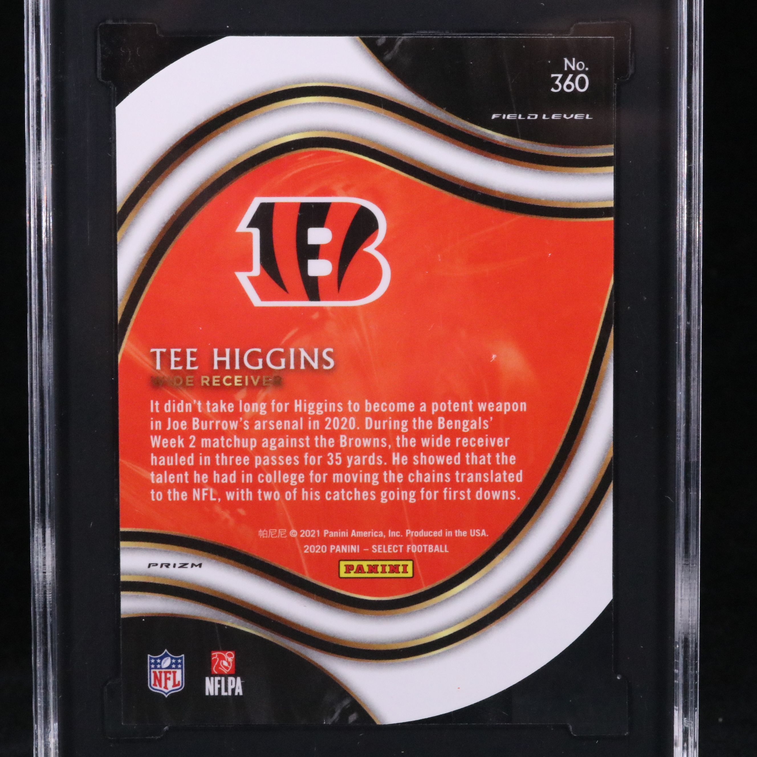 2020 Select Tee Higgins Orange Die-Cut Prizm Rookie Football Card Graded SGC 10