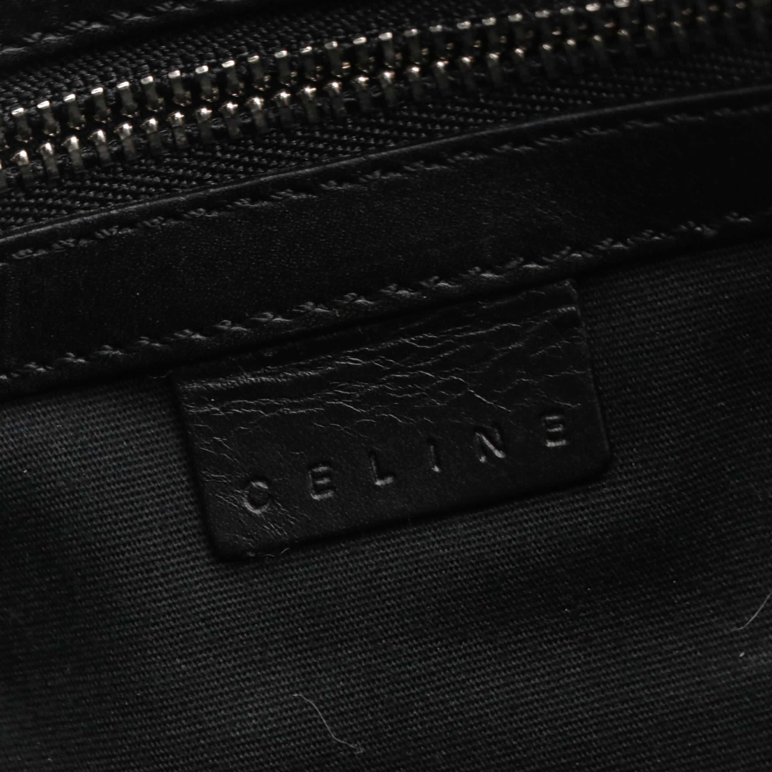 Celine Hobo Shoulder Bag in Black C Macadam Embossed Suede and Leather