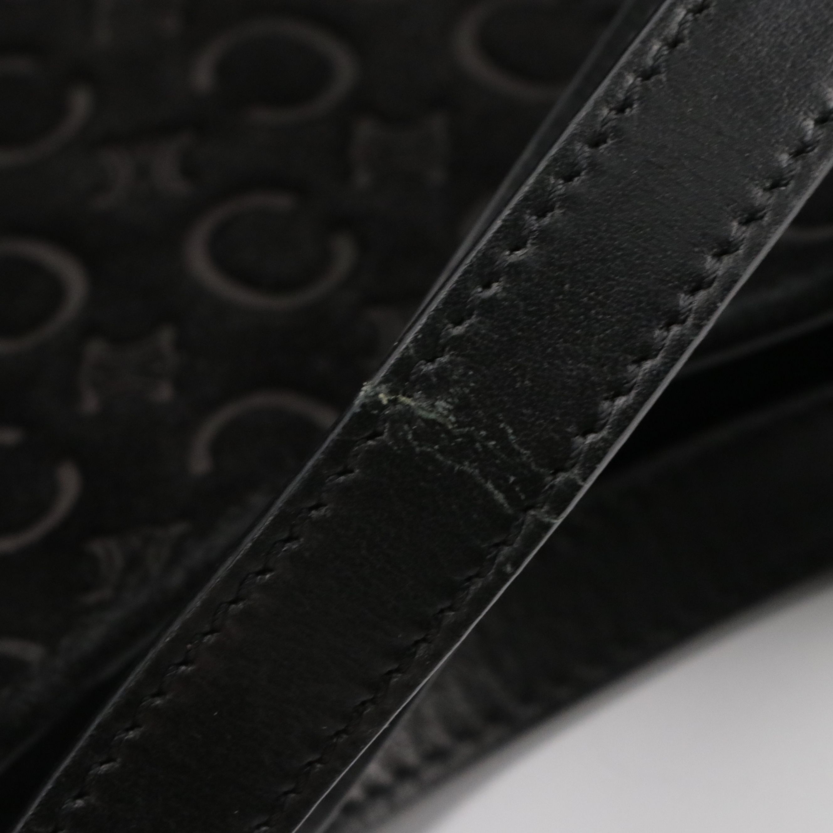 Celine Hobo Shoulder Bag in Black C Macadam Embossed Suede and Leather