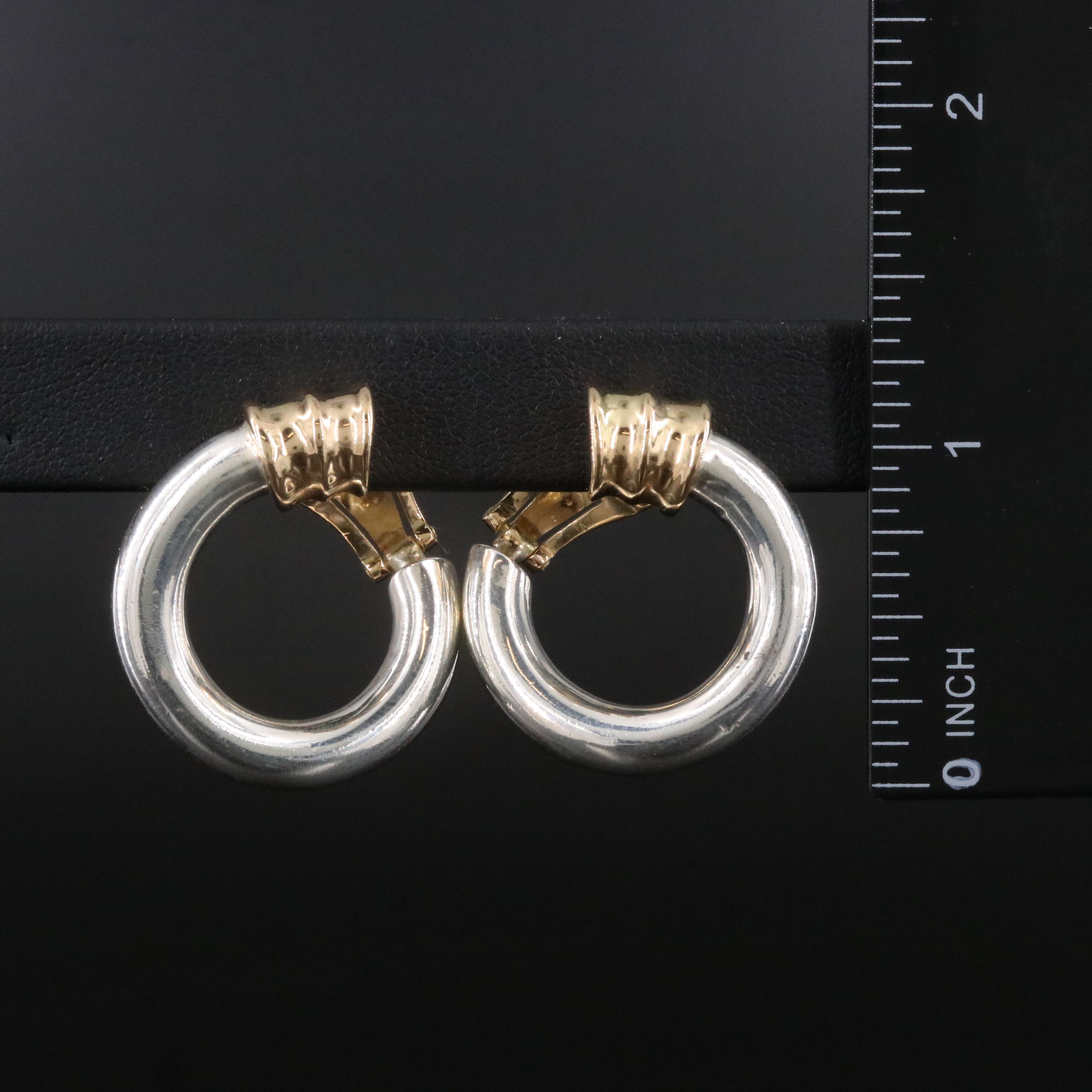 Zolotas Greece Sterling and 18K Hoop Earrings