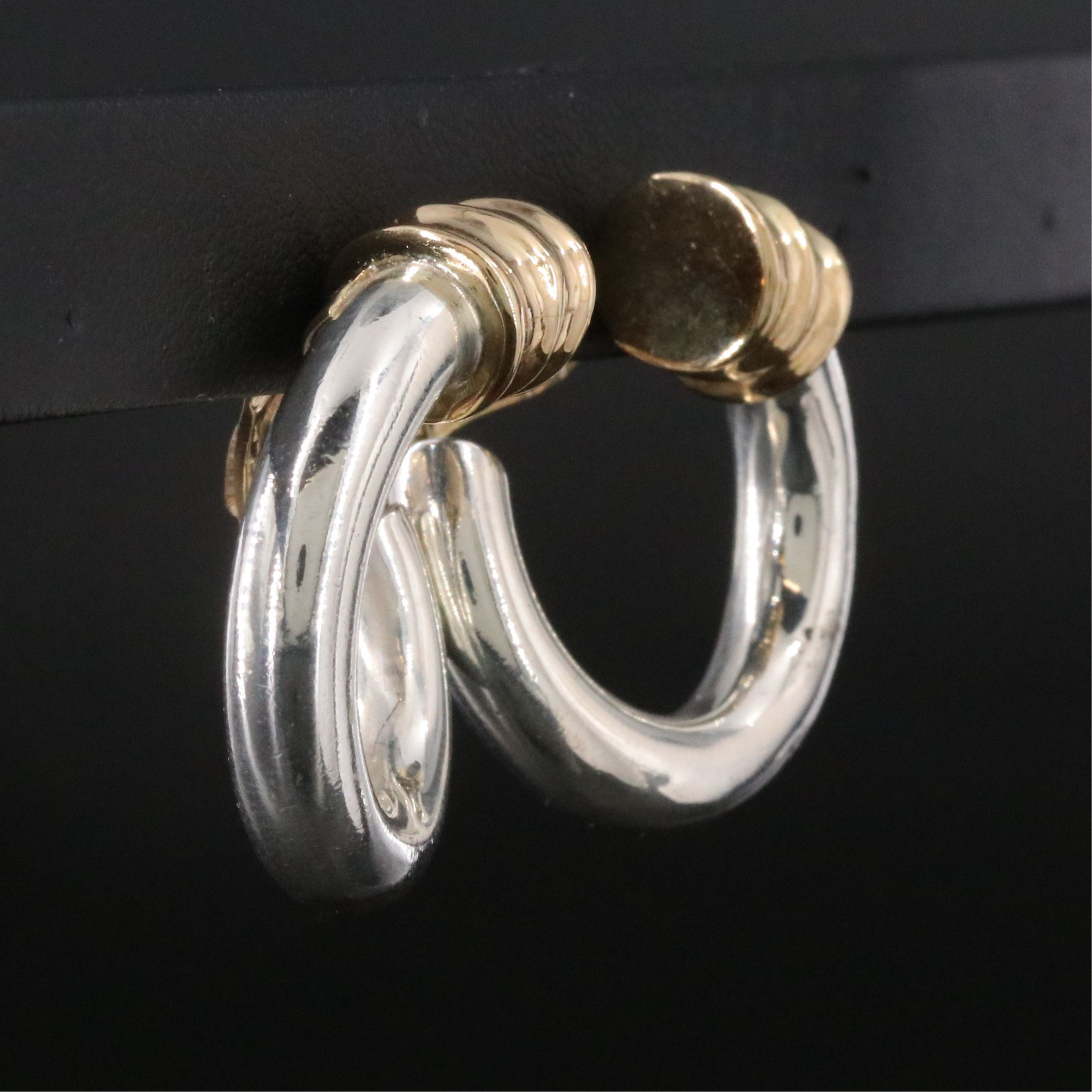 Zolotas Greece Sterling and 18K Hoop Earrings