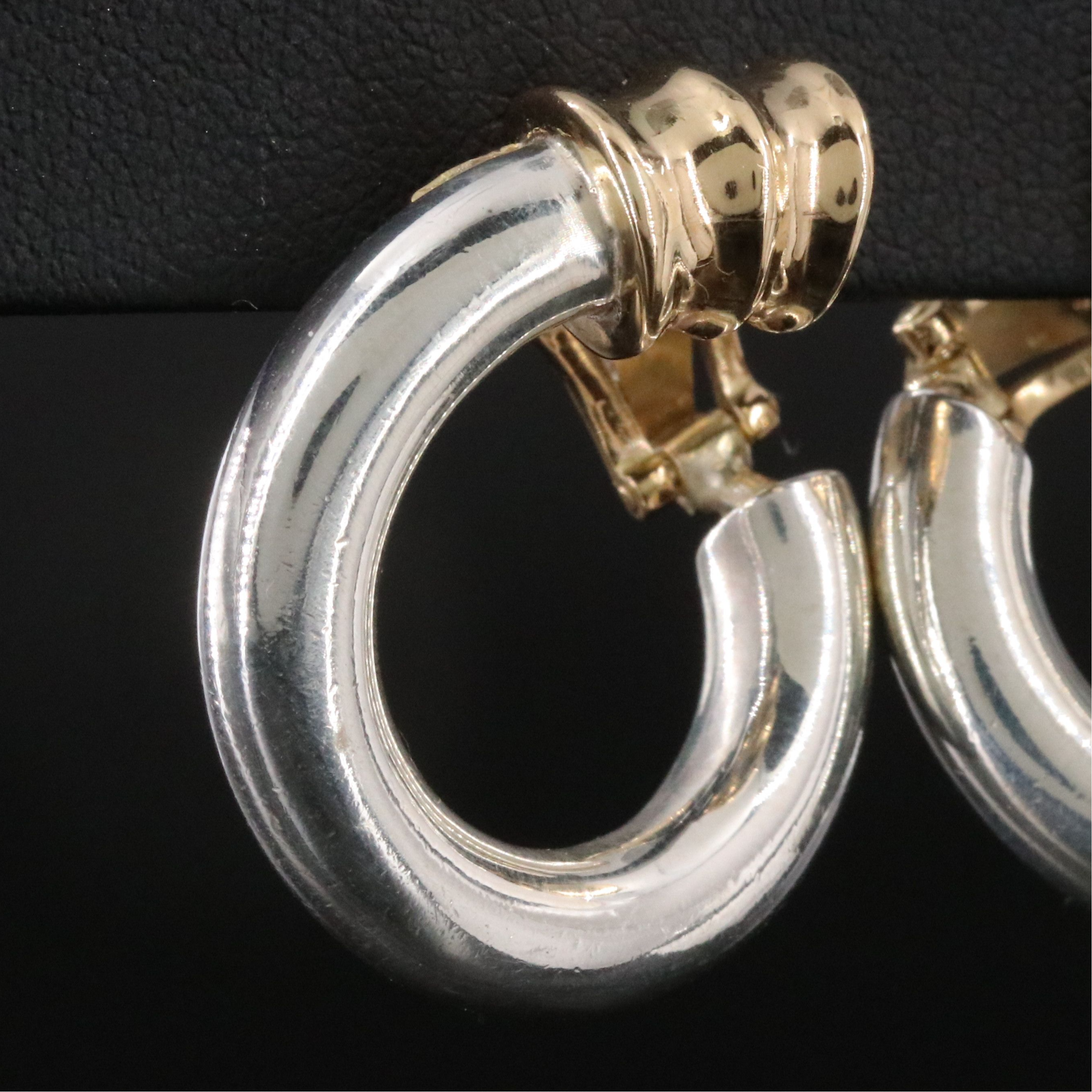 Zolotas Greece Sterling and 18K Hoop Earrings