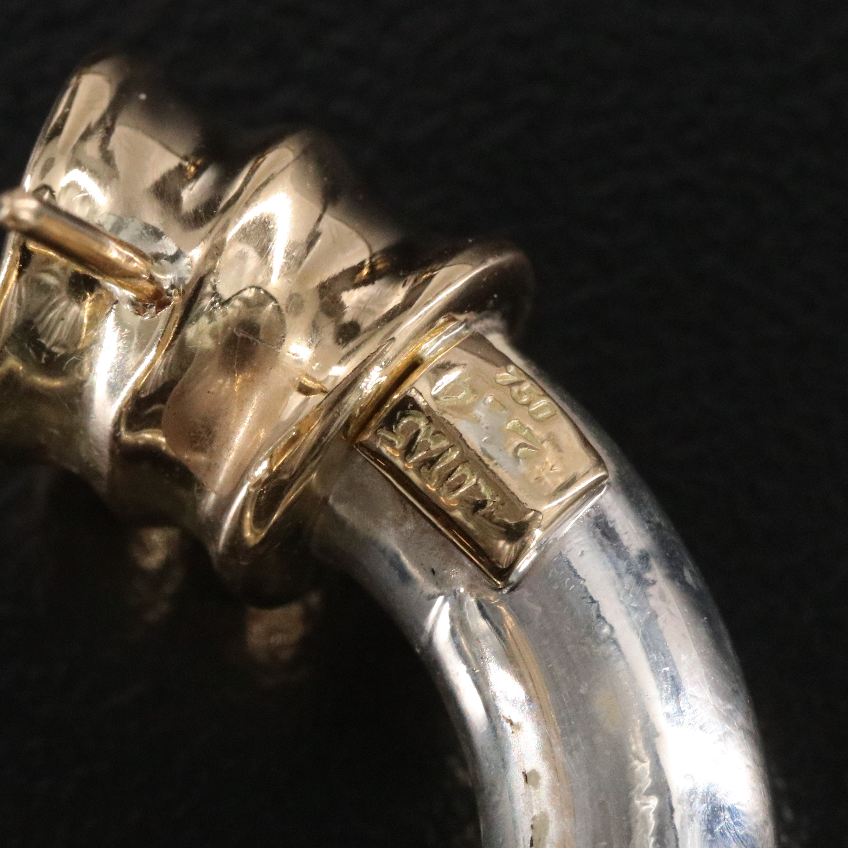 Zolotas Greece Sterling and 18K Hoop Earrings