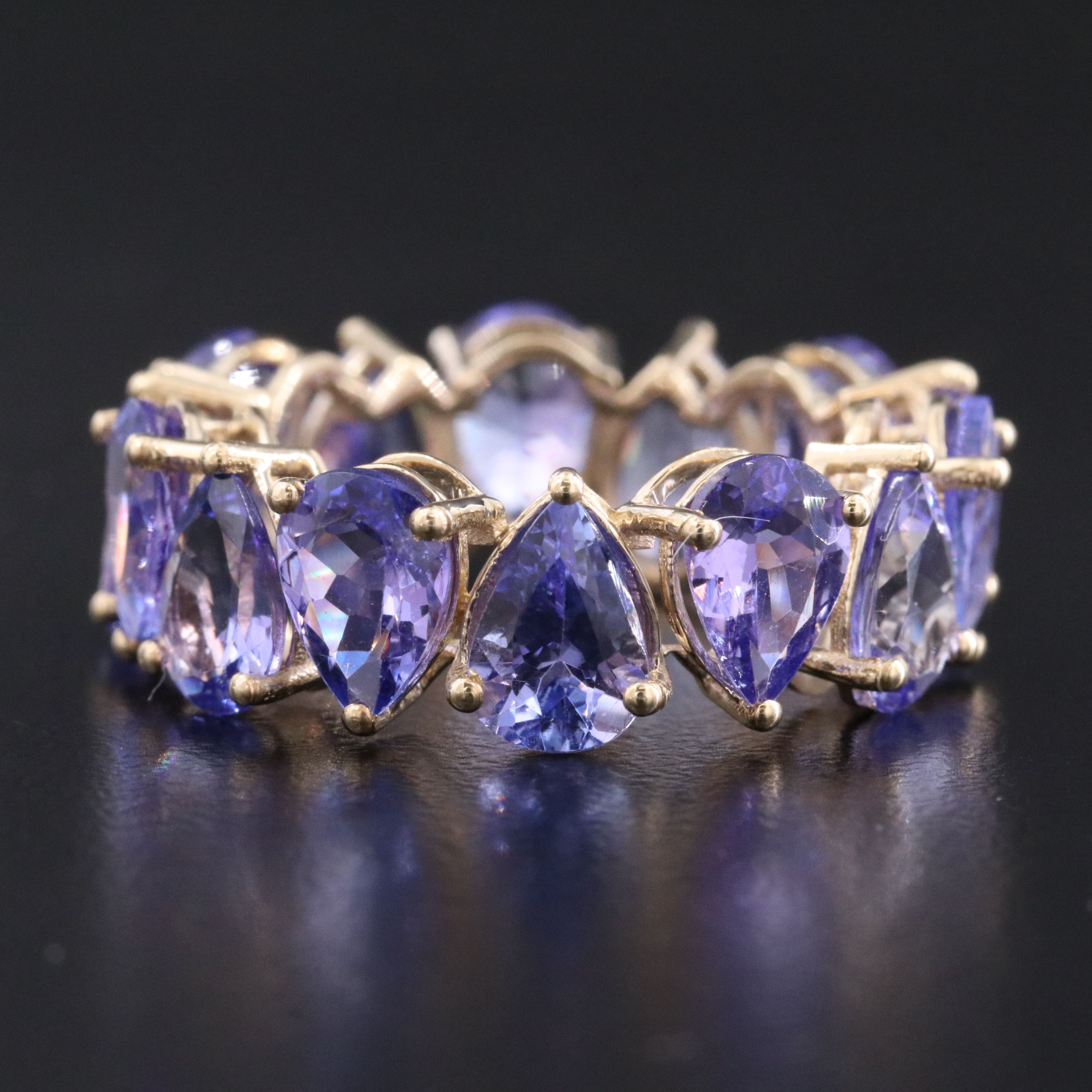 14K 8.63 CTW Tanzanite Eternity Band