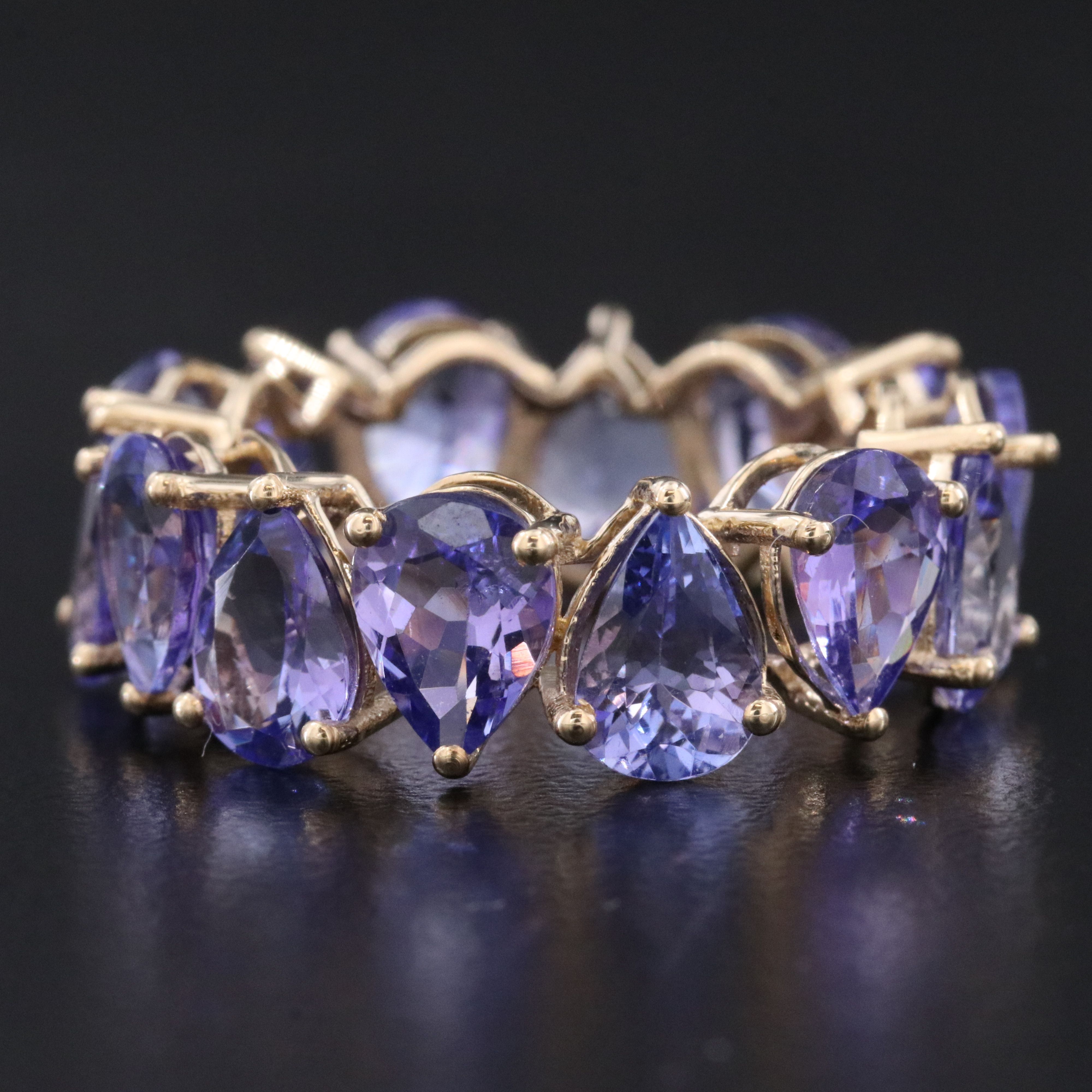 14K 8.63 CTW Tanzanite Eternity Band