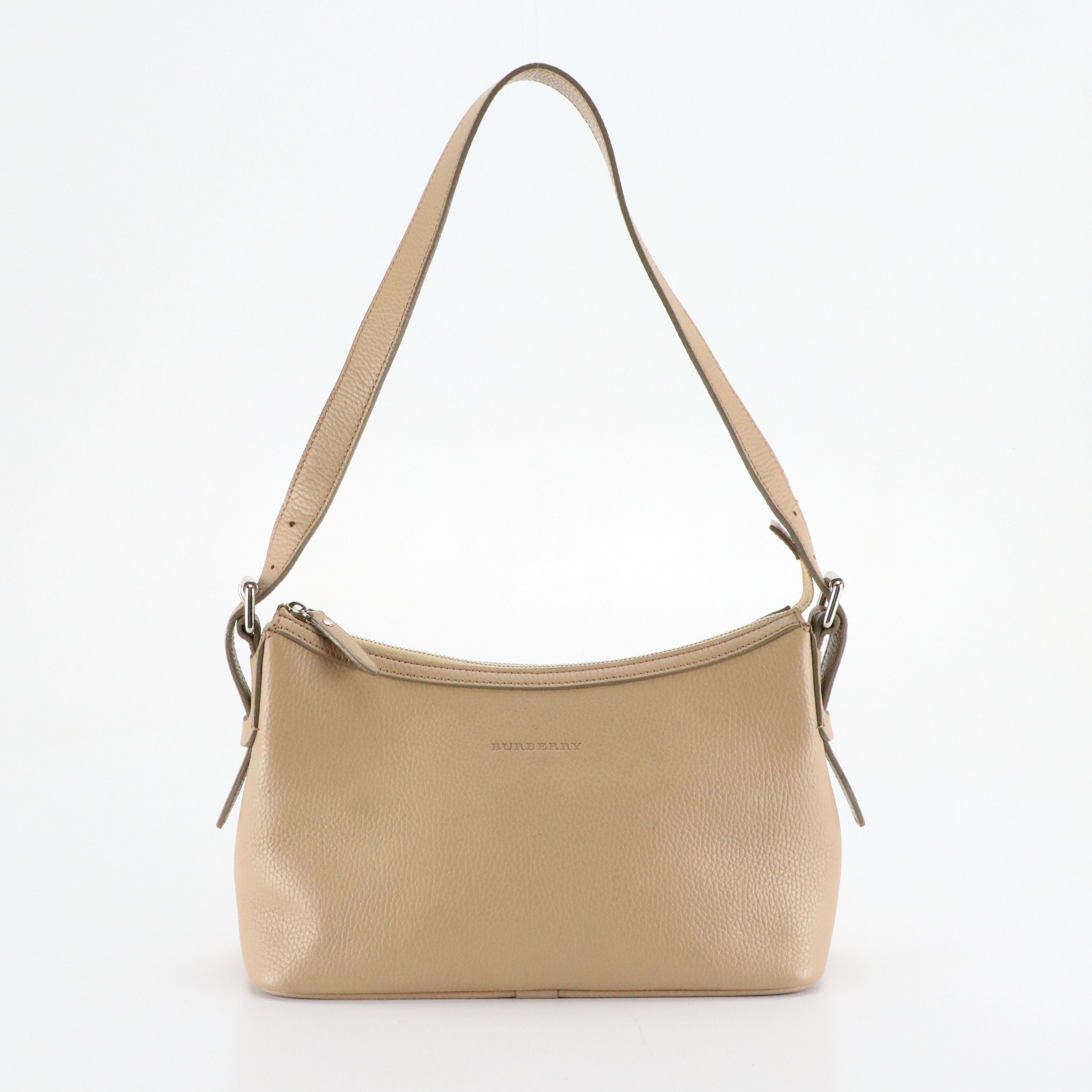 Burberry Hobo Shoulder Bag in Tan Grained Leather