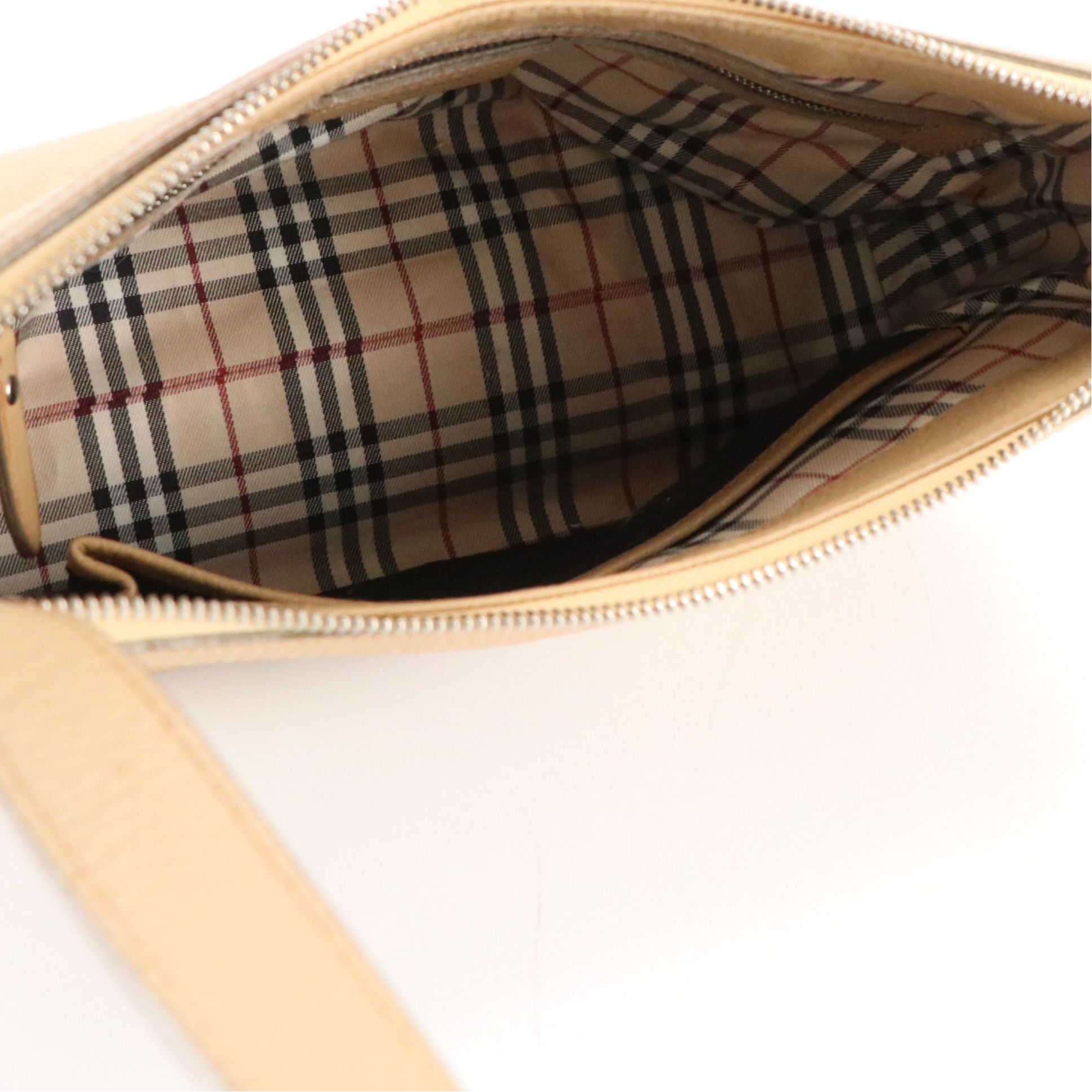 Burberry Hobo Shoulder Bag in Tan Grained Leather