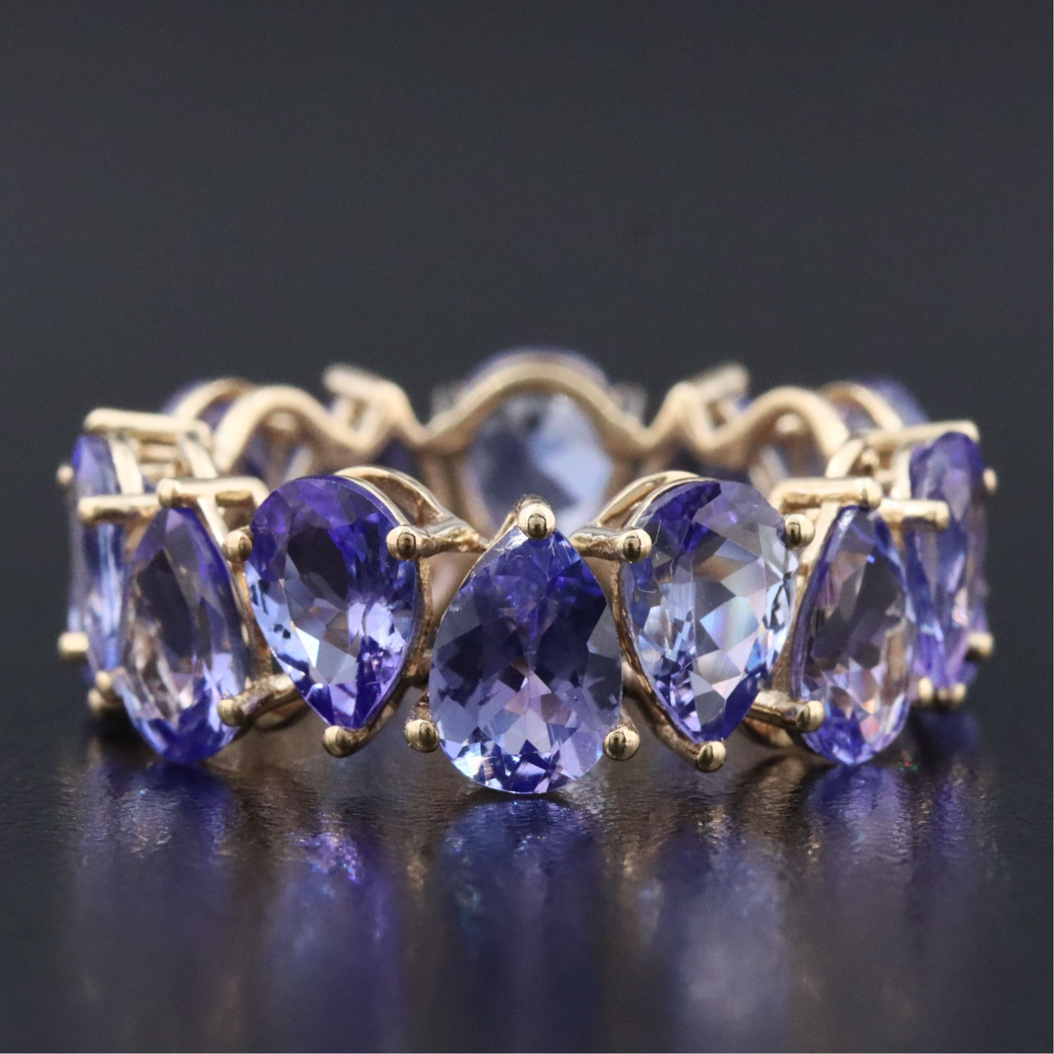 14K 8.78 CTW Tanzanite Eternity Band