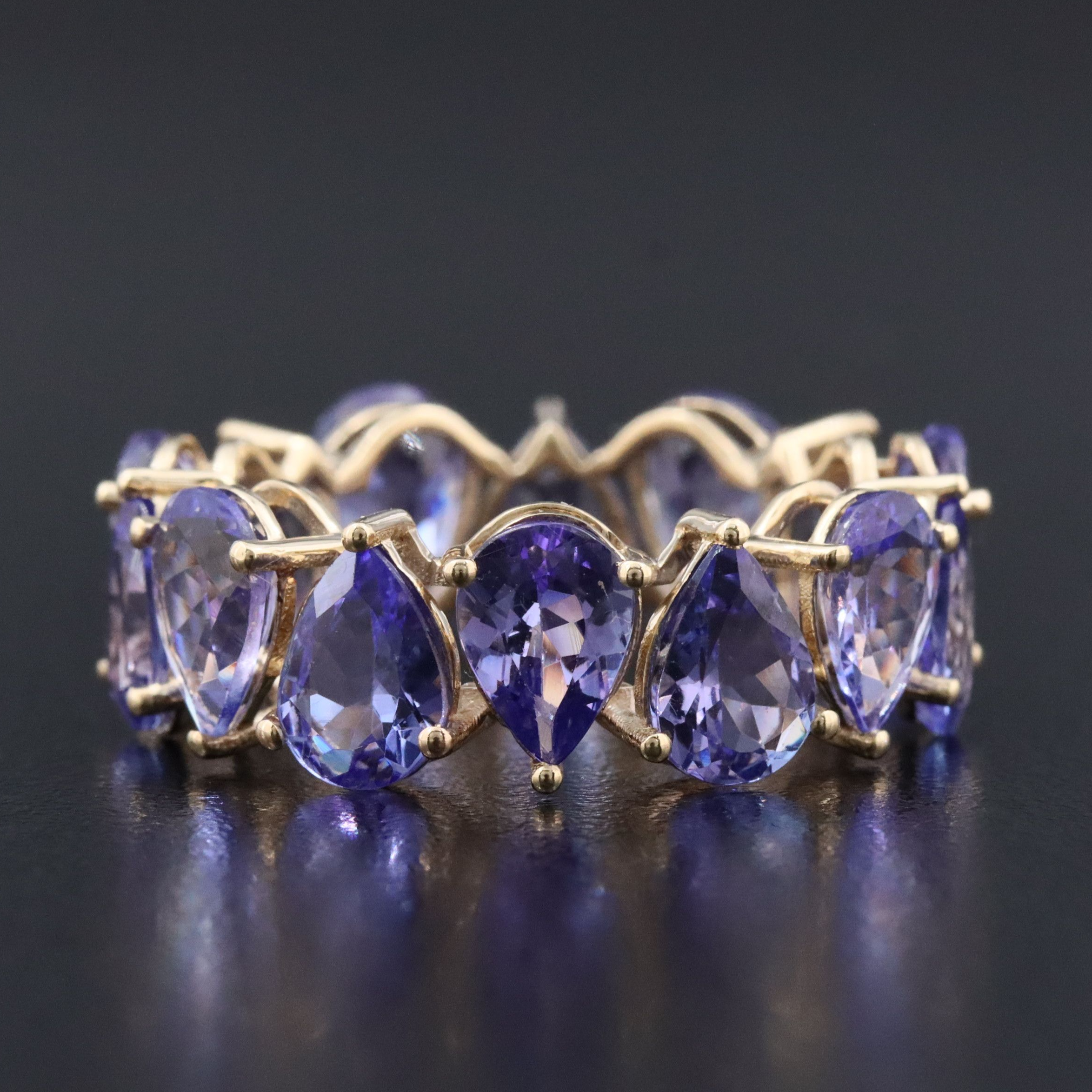 14K 8.78 CTW Tanzanite Eternity Band