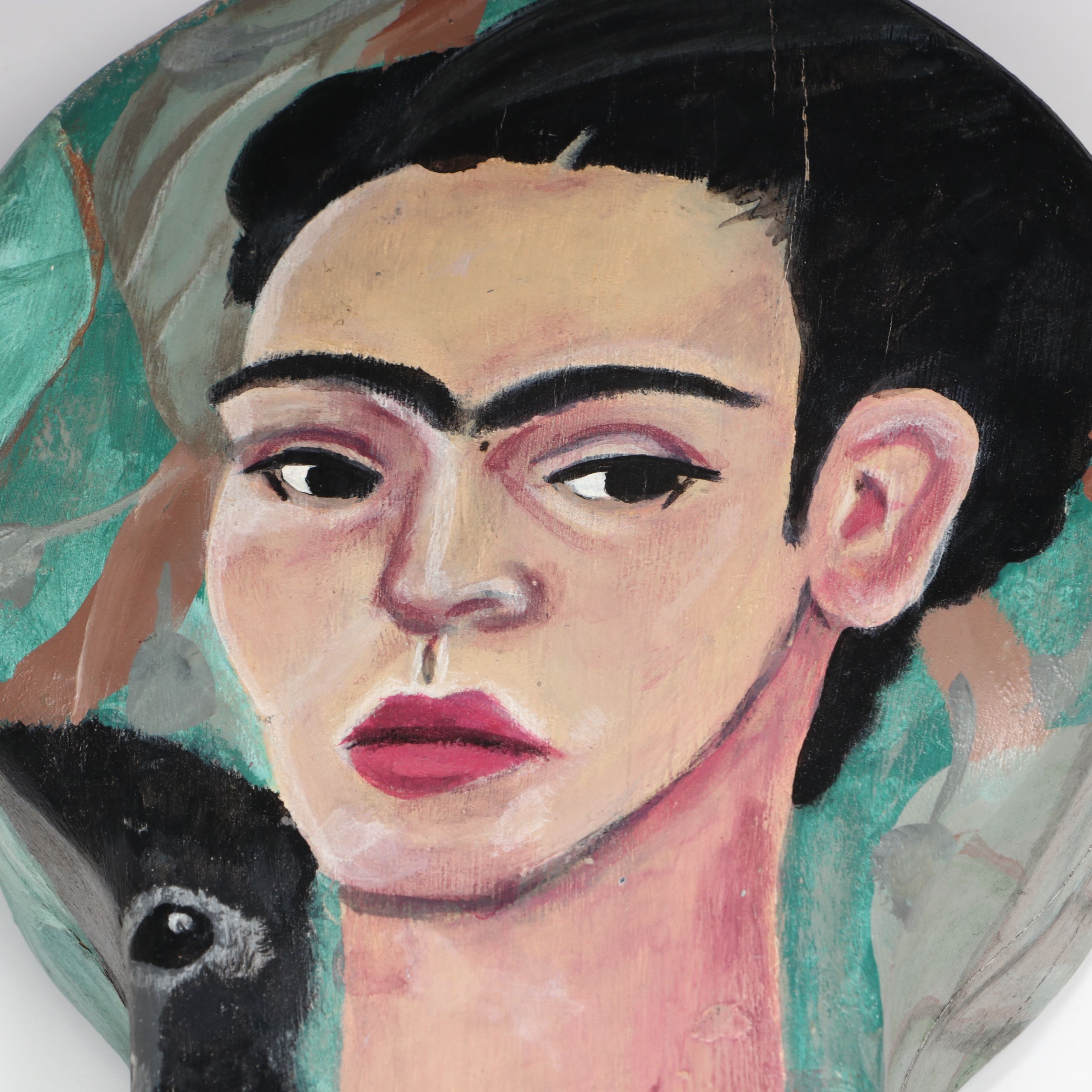 Cypress Krieger Frida Kahlo Hand-Painted Wood Sculpture, Late 20th/21st Century