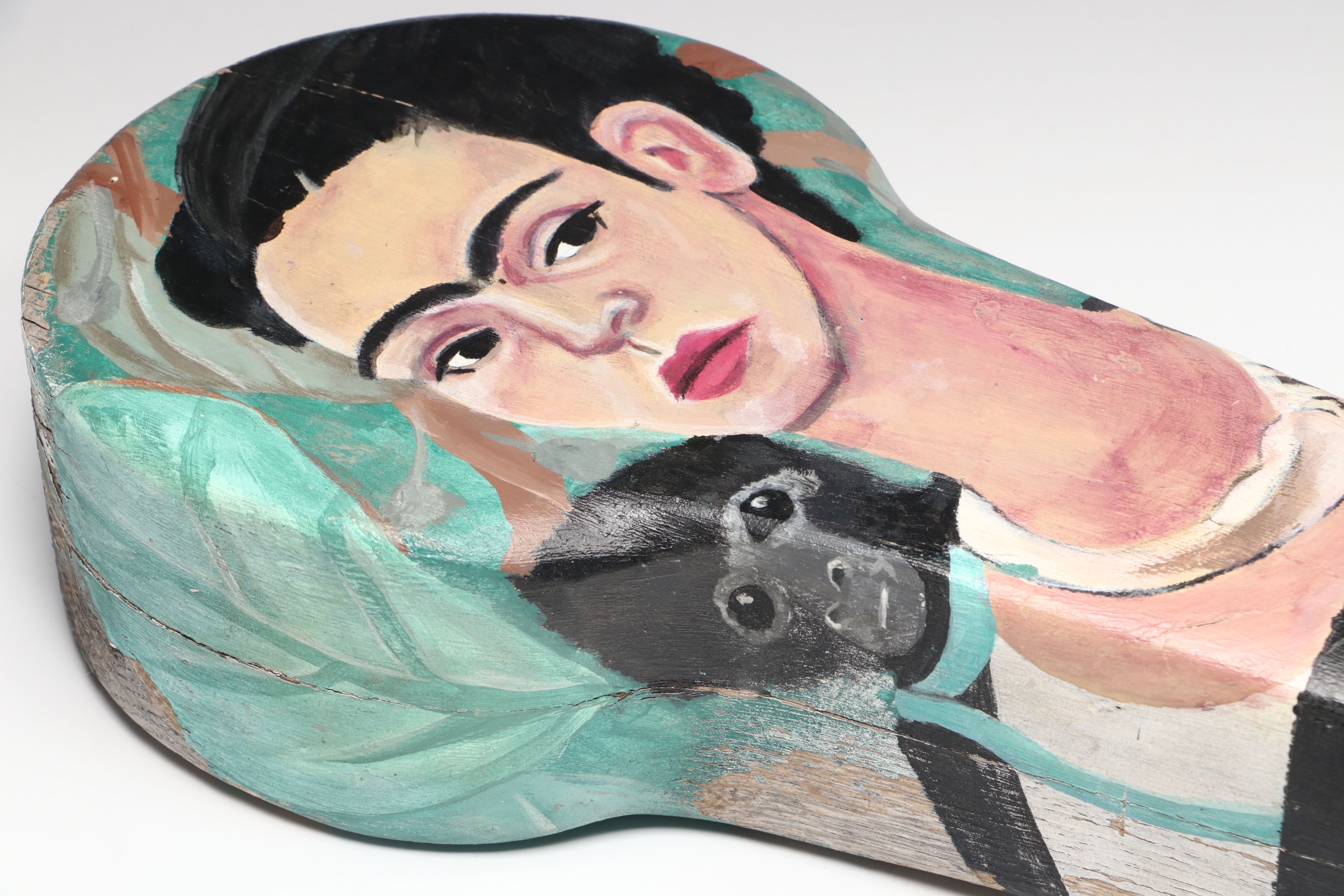 Cypress Krieger Frida Kahlo Hand-Painted Wood Sculpture, Late 20th/21st Century
