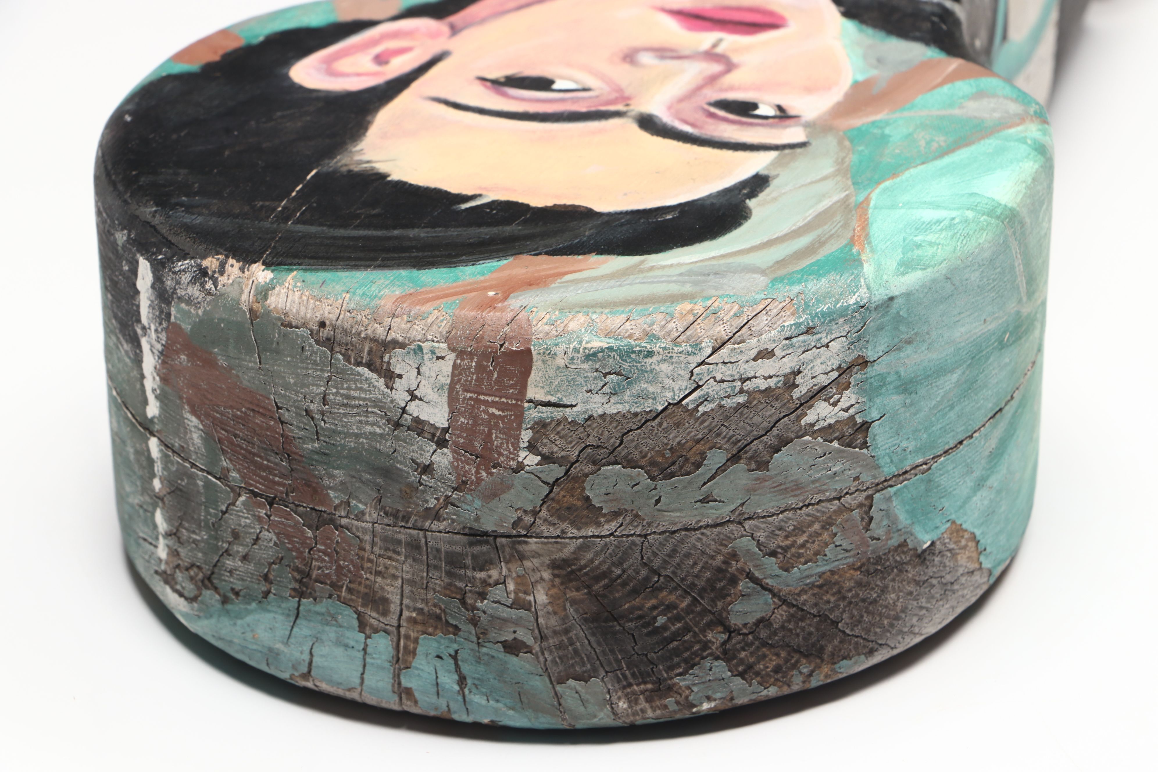 Cypress Krieger Frida Kahlo Hand-Painted Wood Sculpture, Late 20th/21st Century