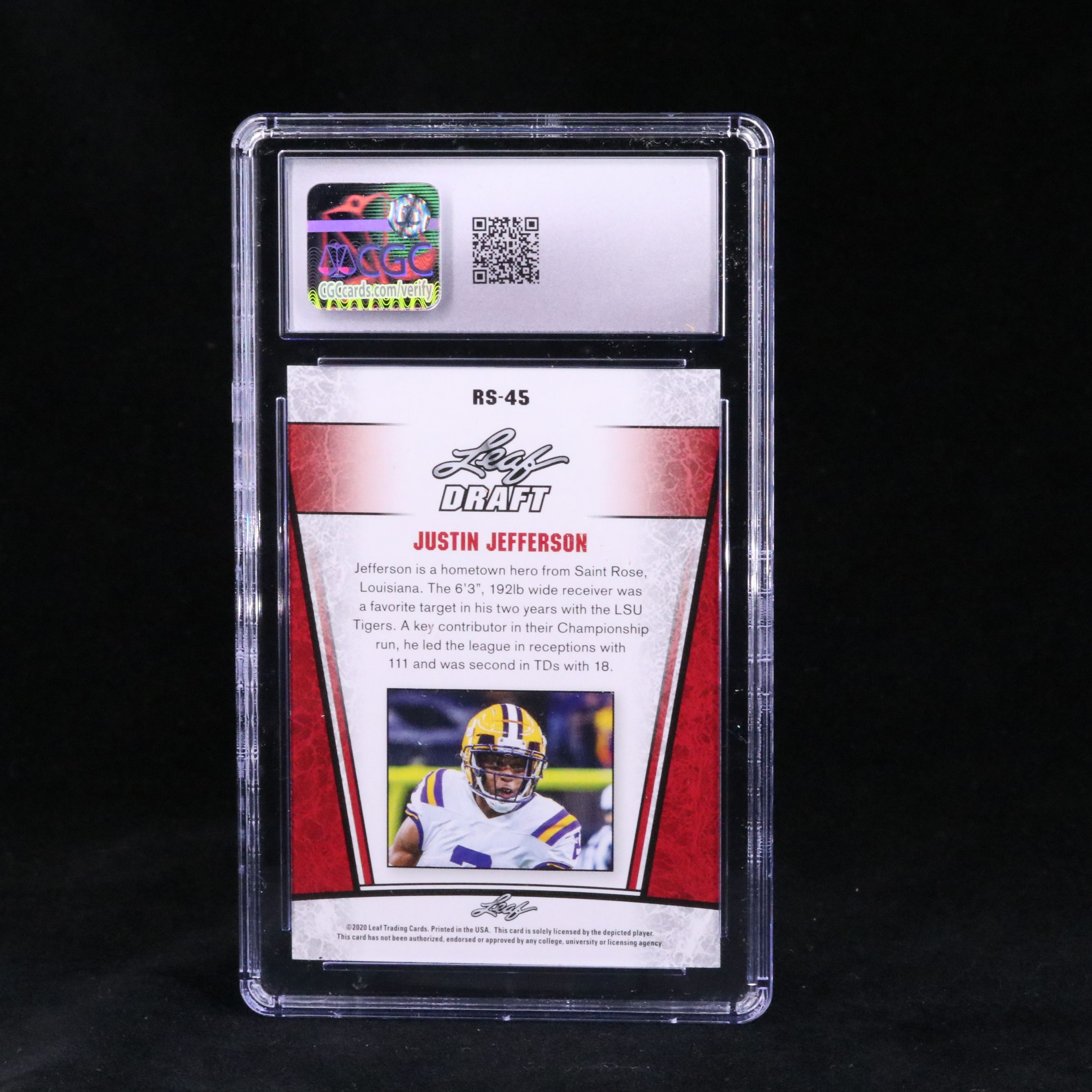 2020 Leaf Special Release Justin Jefferson Silver Rookie Card Graded CGC 10